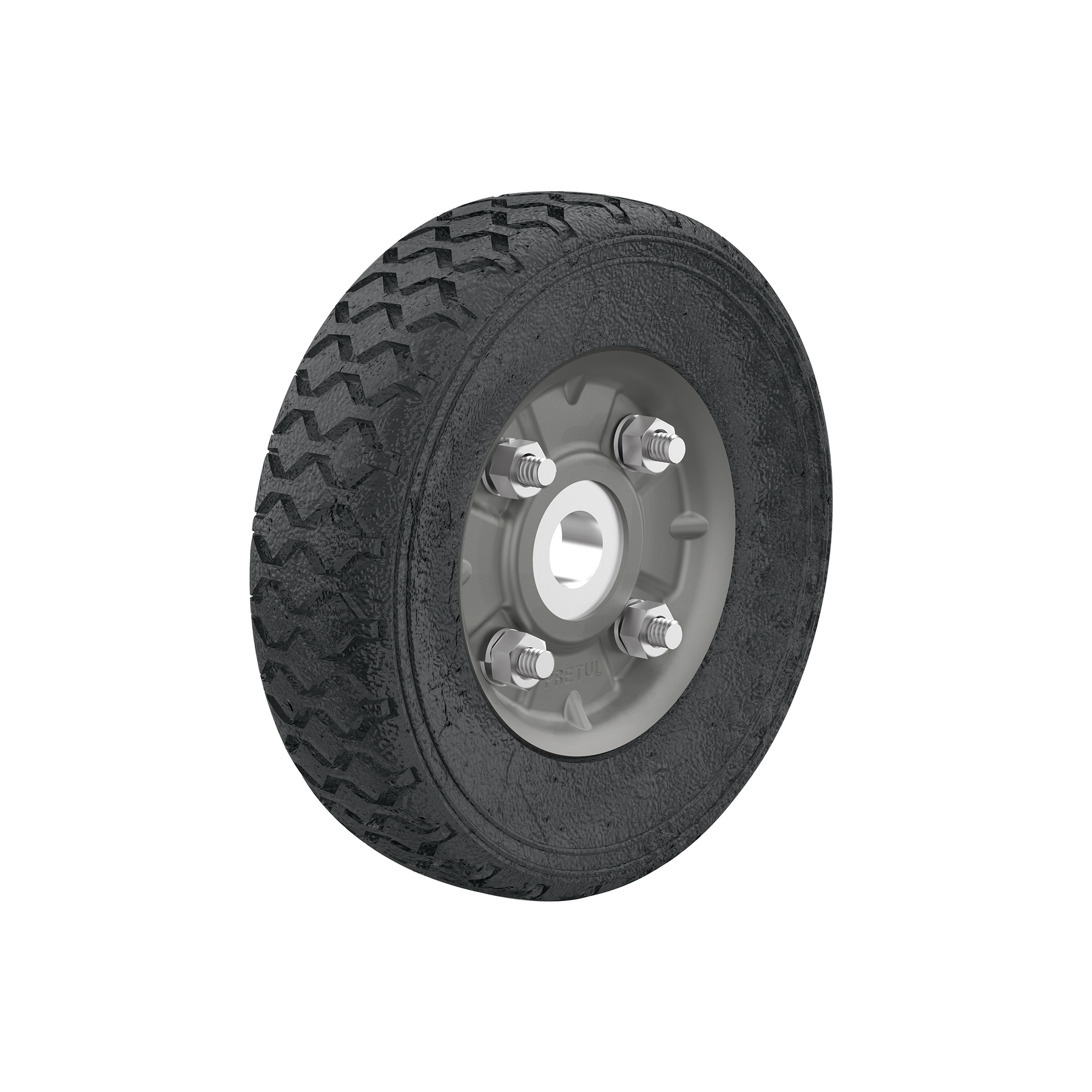 Rueda de hule sólido 6' para diablo, un balero, Pretul