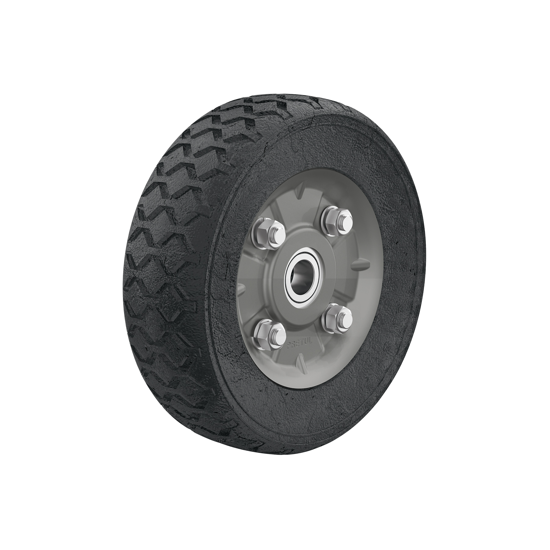 Rueda de hule sólido 7' para diablo, doble balero, Pretul