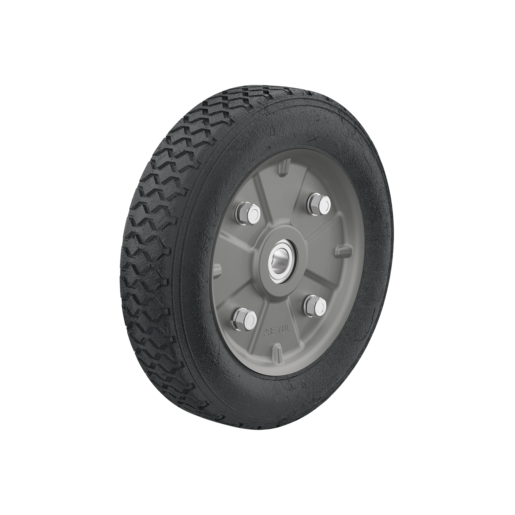 Rueda de hule sólido 9' para diablo, doble balero, Pretul