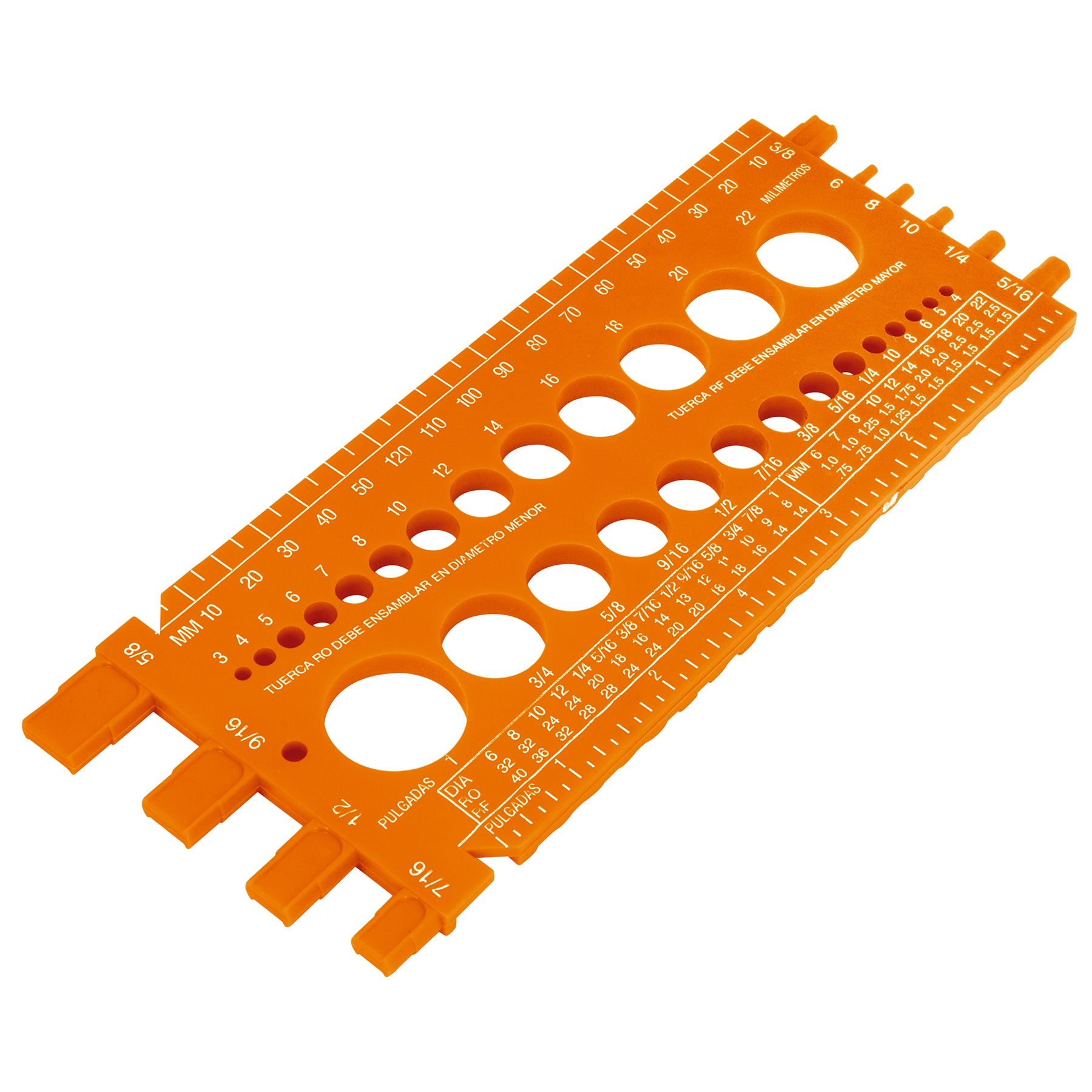 Regleta medidora de tuercas y tornillos, std y mm, TRUPER