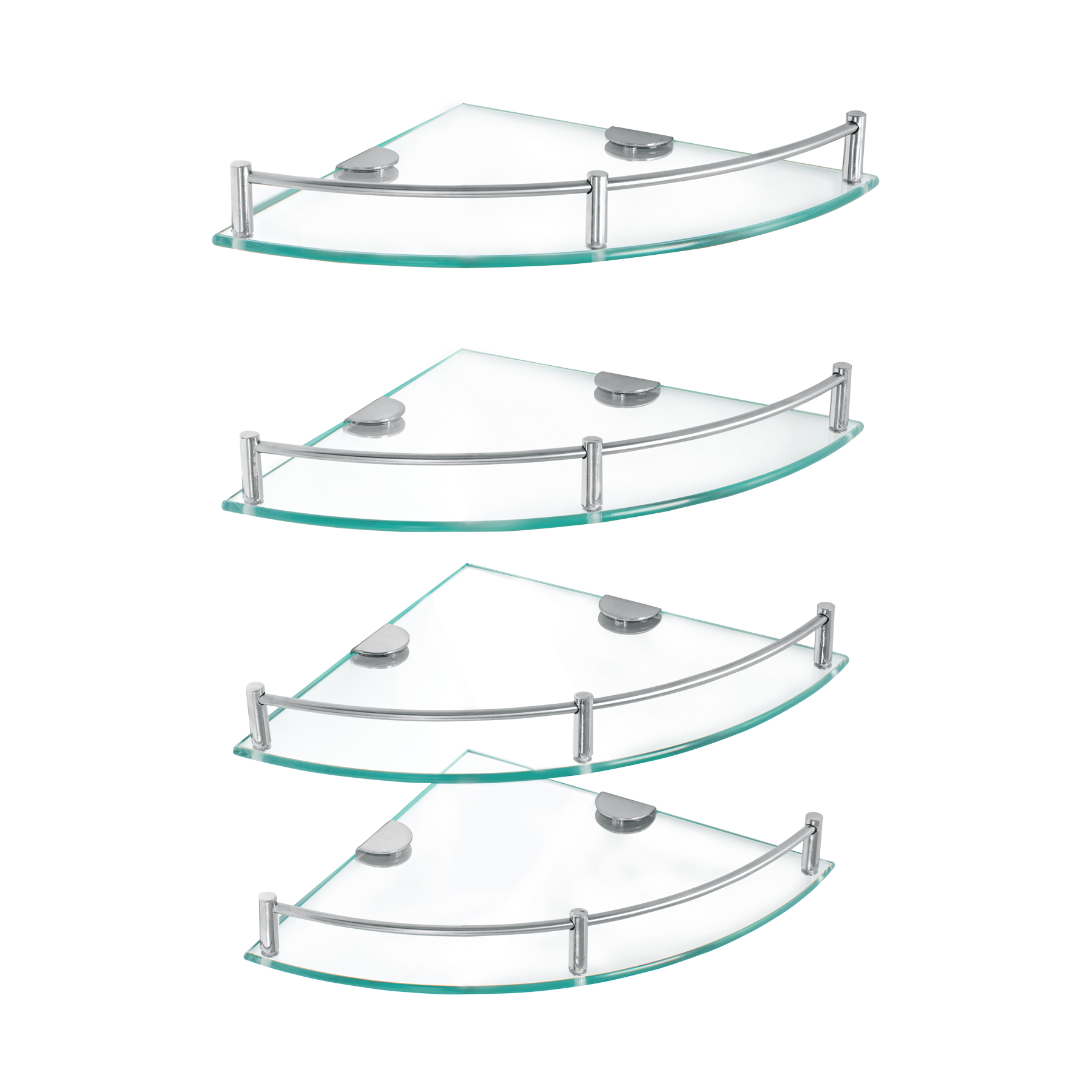 Juego de 4 repisas esquineras de vidrio, Foset