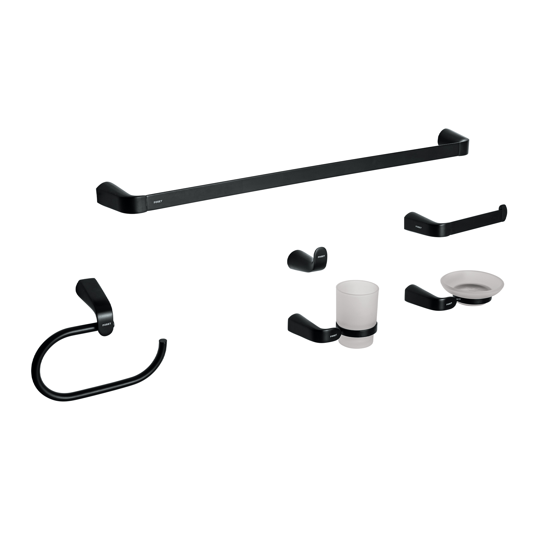Juego de 6 accesorios para baño, negro, FOSET RIVIERA