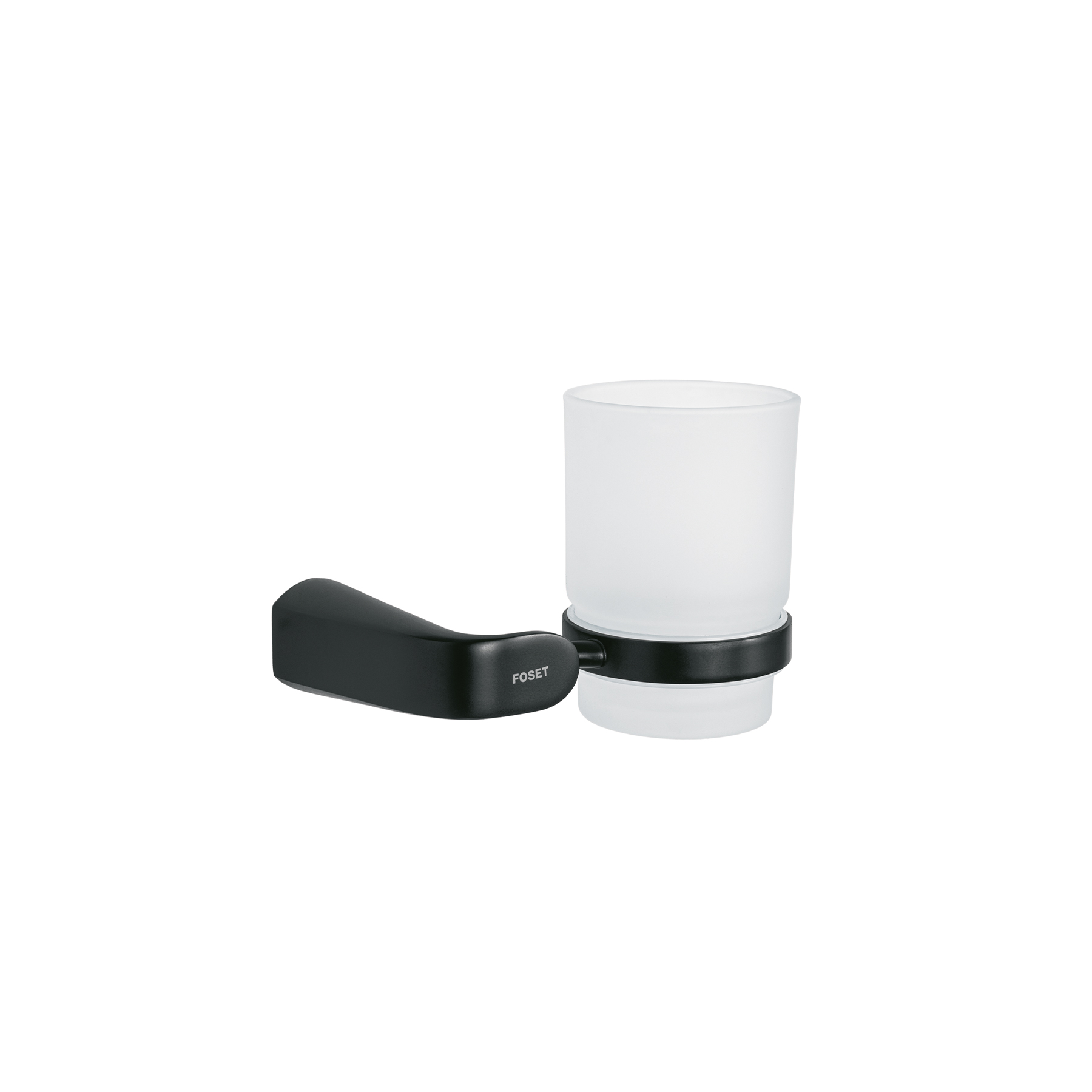 Portavaso cepillero con vaso de vidrio, negro, FOSET RIVIERA