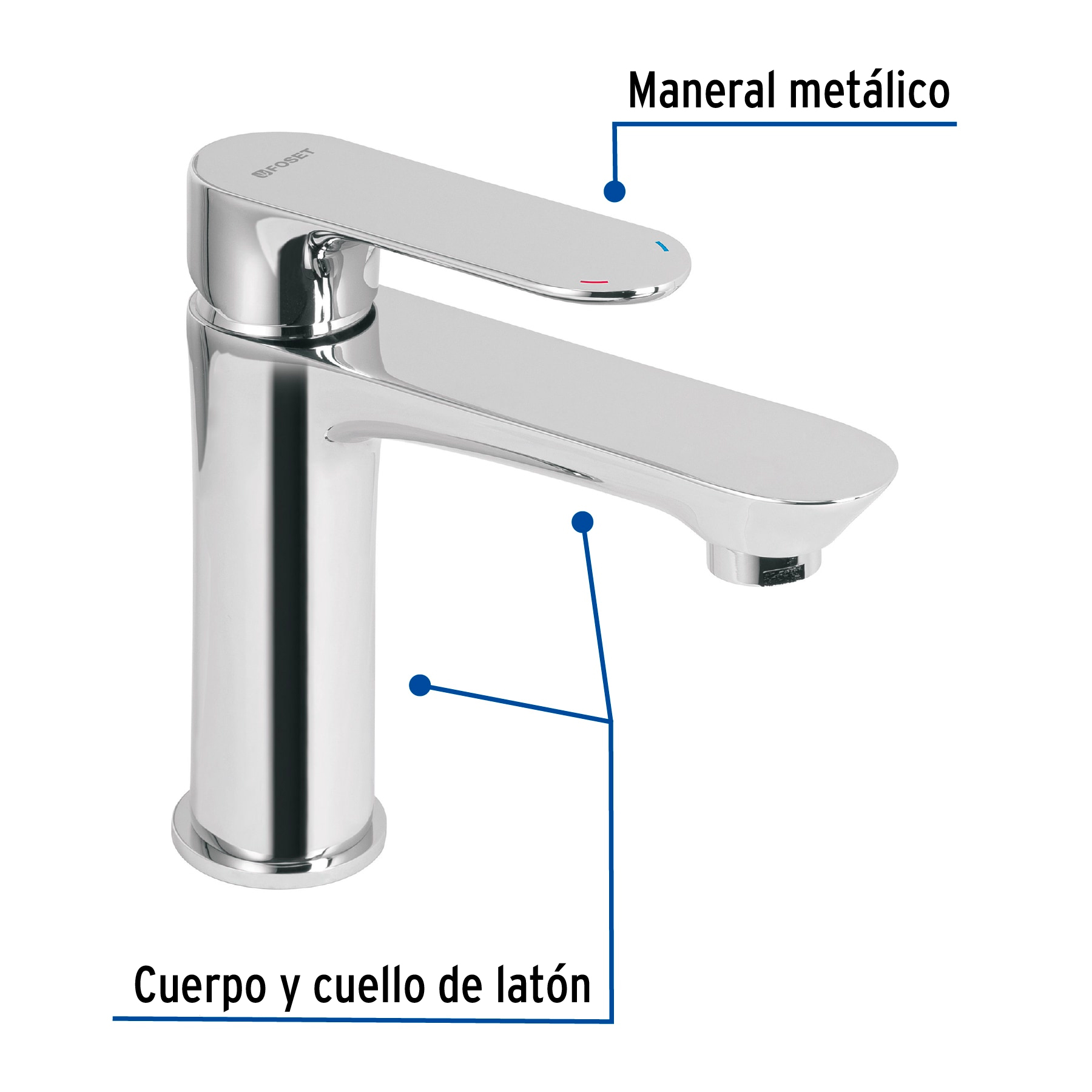 Monomando corto para lavabo, cromo, FOSET RIVIERA - Imagen 2