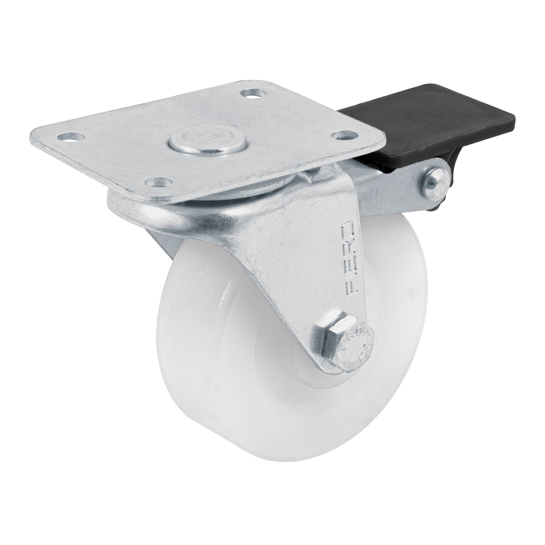 Rodaja de polietileno 2-1/2' placa giratoria con freno FIERO