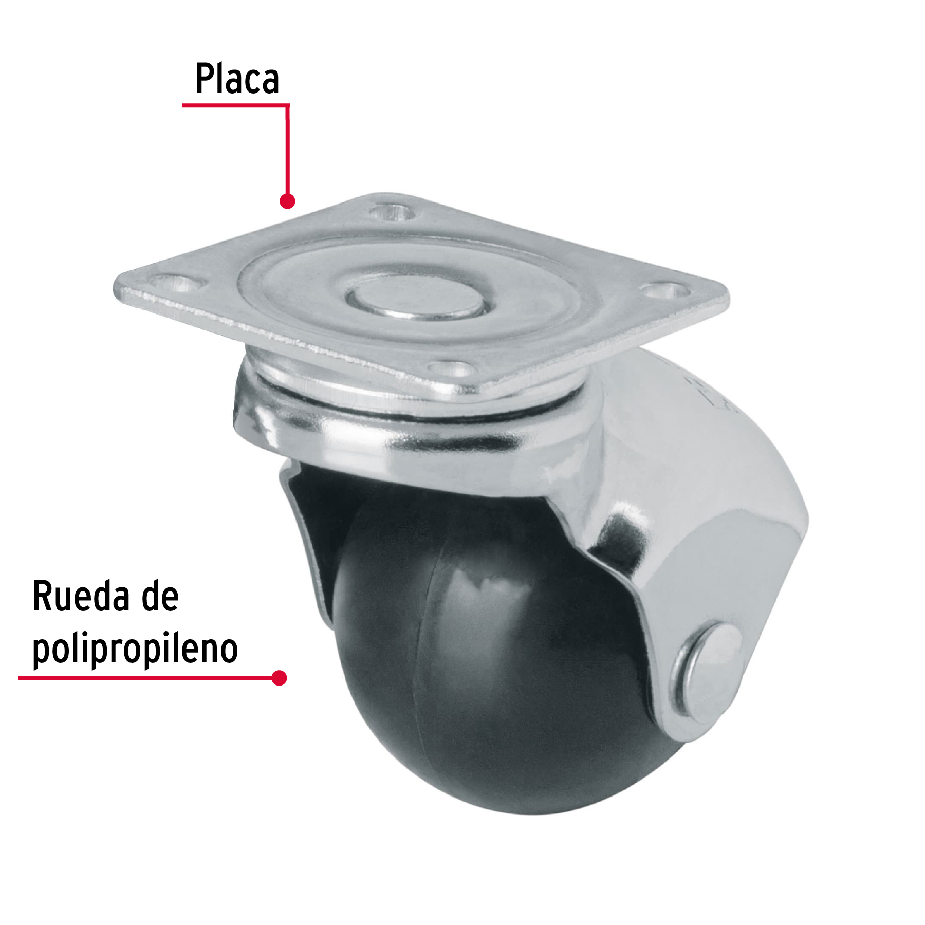 Rodaja esférica, 40 mm con placa, FIERO - Imagen 2