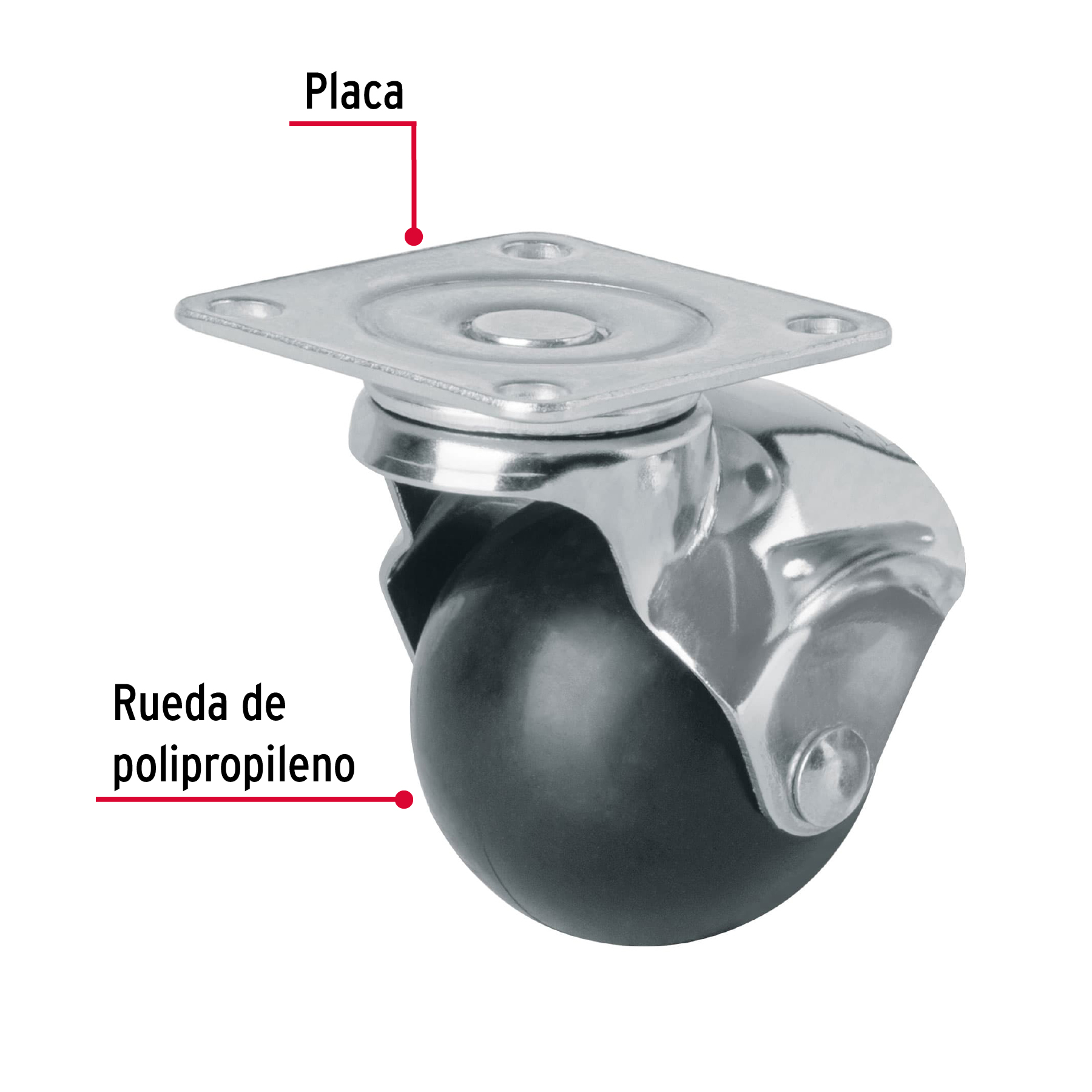 Rodaja esférica, 50 mm con placa, FIERO - Imagen 2