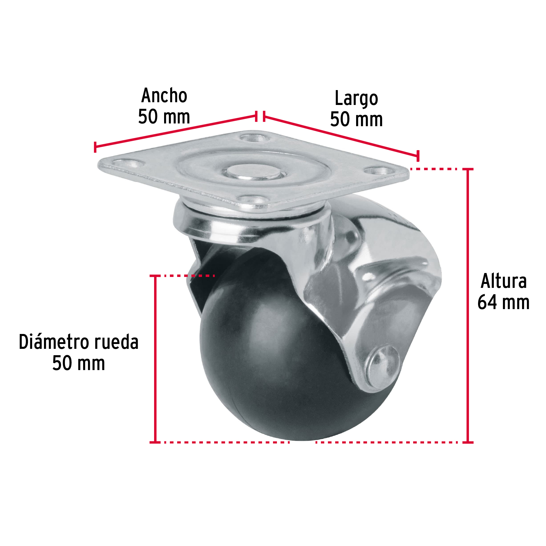Rodaja esférica, 50 mm con placa, FIERO - Imagen 3