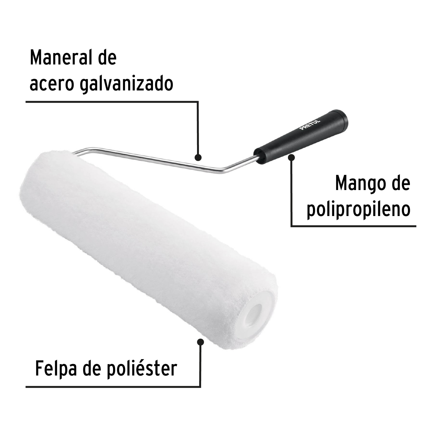 Rodillo para pintar, 9 x 3/8', superficies lisas, Pretul - Imagen 2
