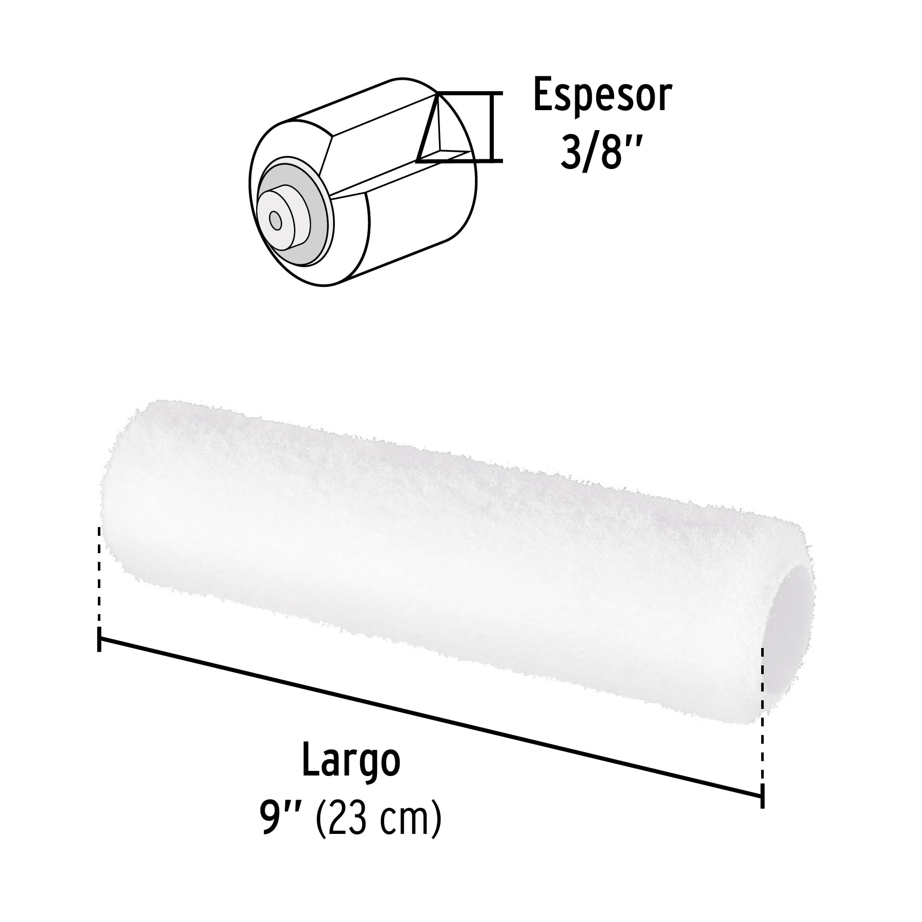 Rodillo para pintar, 9 x 3/8', superficies lisas, Pretul - Imagen 3