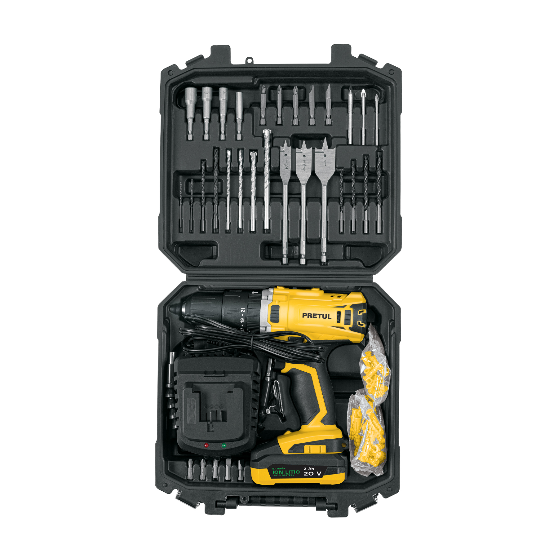 Kit rotomartillo 1/2', 20V, 32 accesorios, PRETUL