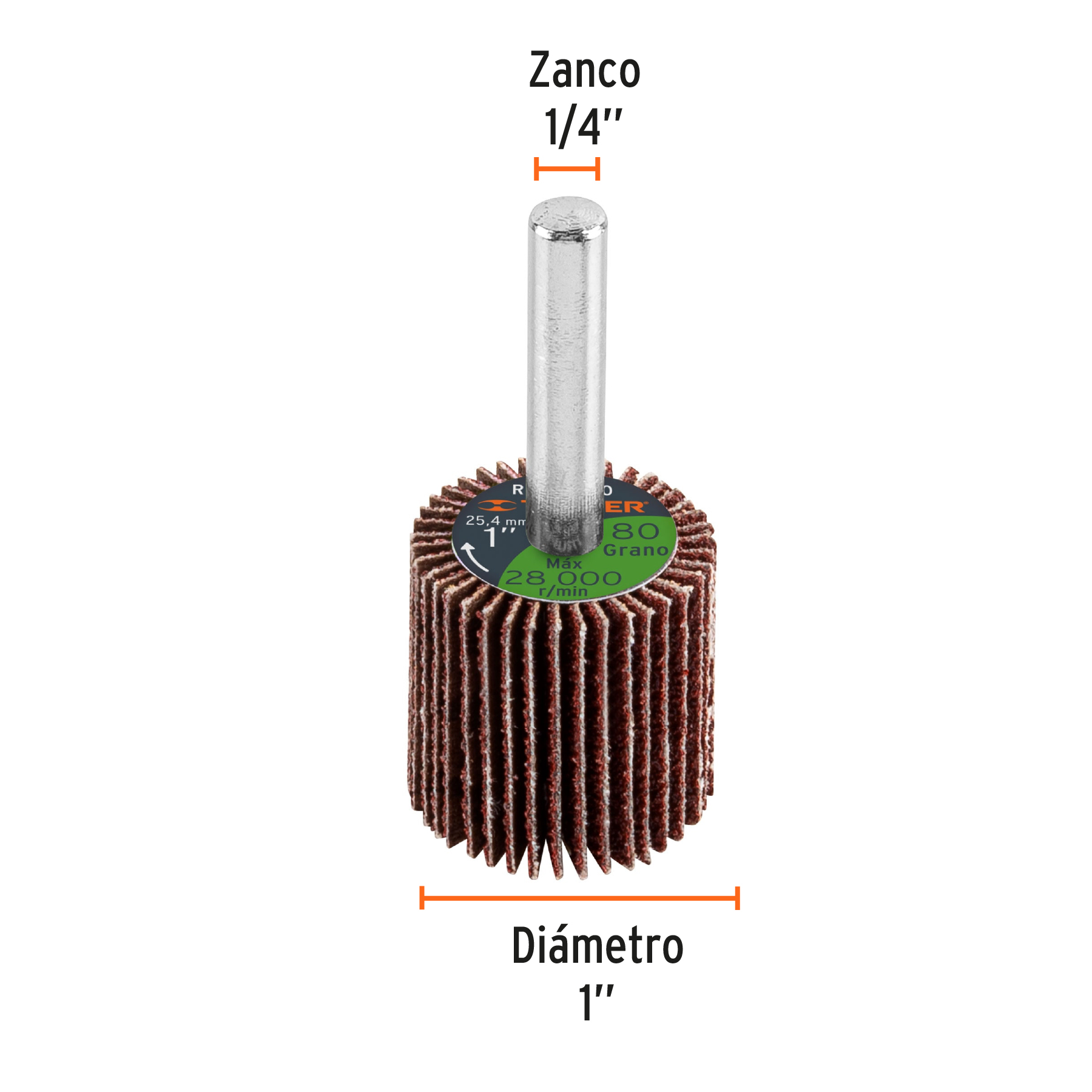 Rueda flap de 1', grano 80, Truper - Imagen 2