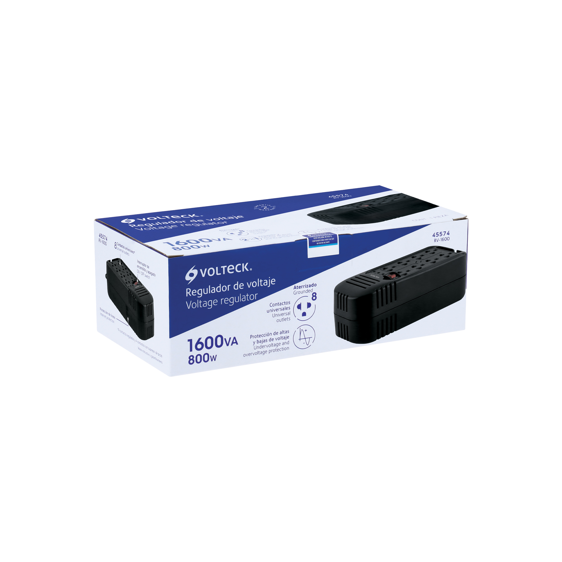 Regulador de voltaje de 1600 VA / 800 W 8 contactos, Volteck - Imagen 4