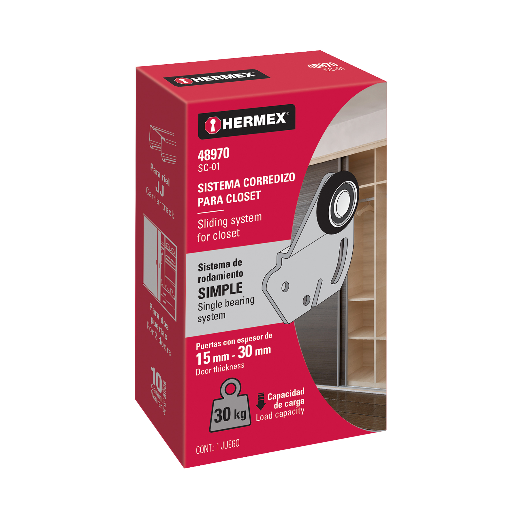 Sistema corredizo para riel superior de clóset, HERMEX - Imagen 6