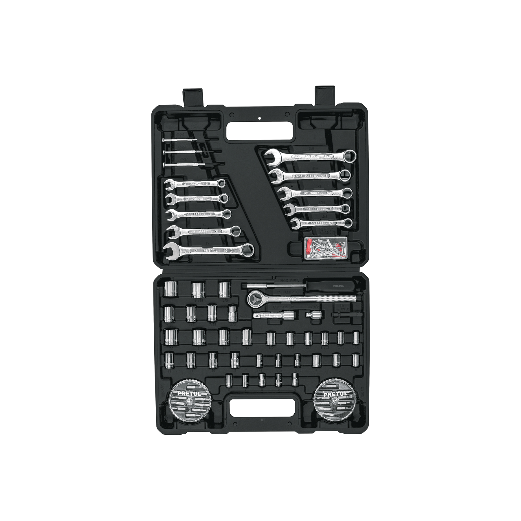 Juego de 71 herramientas 1/4' y 3/8' para mecánico, Pretul
