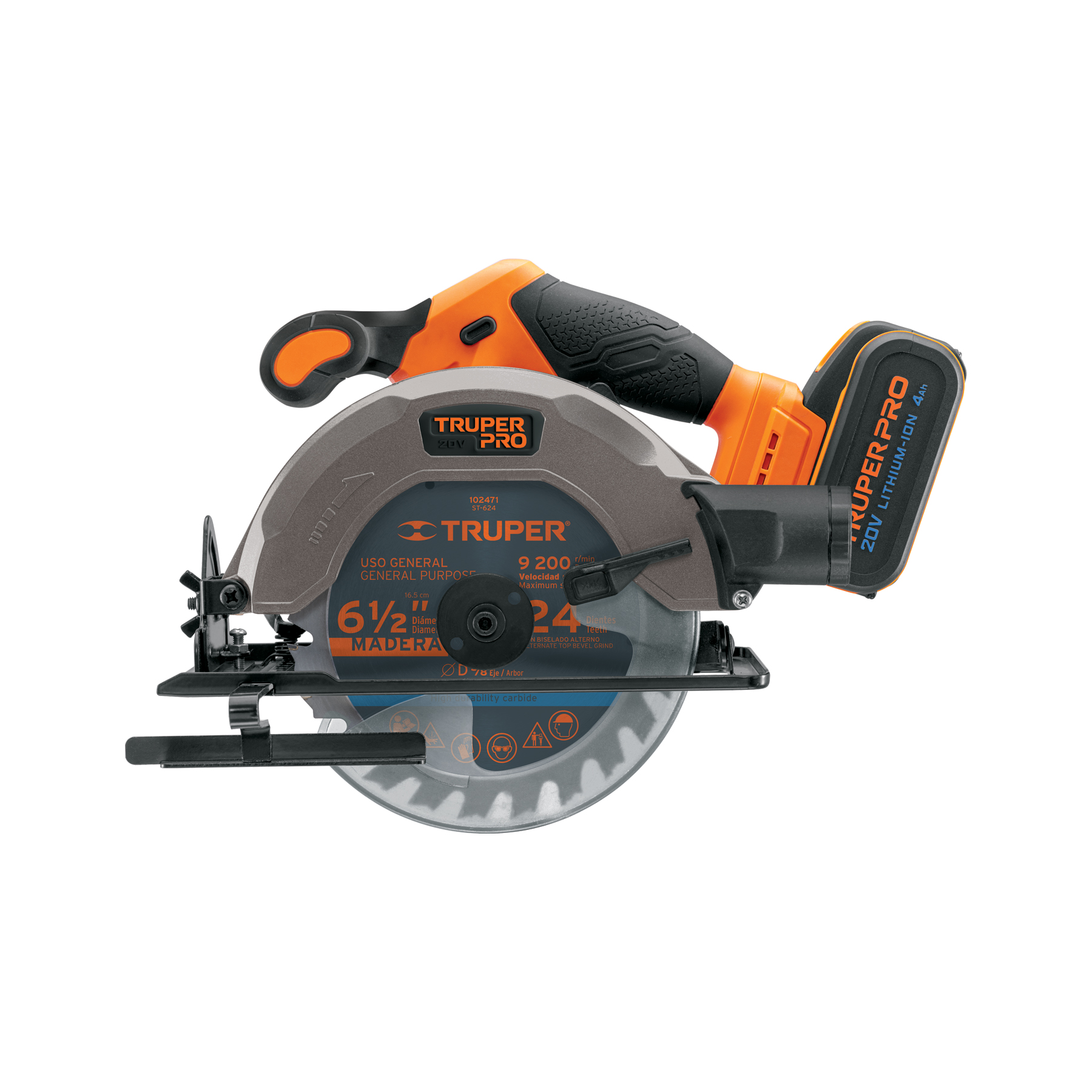 Sierra circular 6-1/2', 20V, 1 batería 4Ah, TRUPER PRO