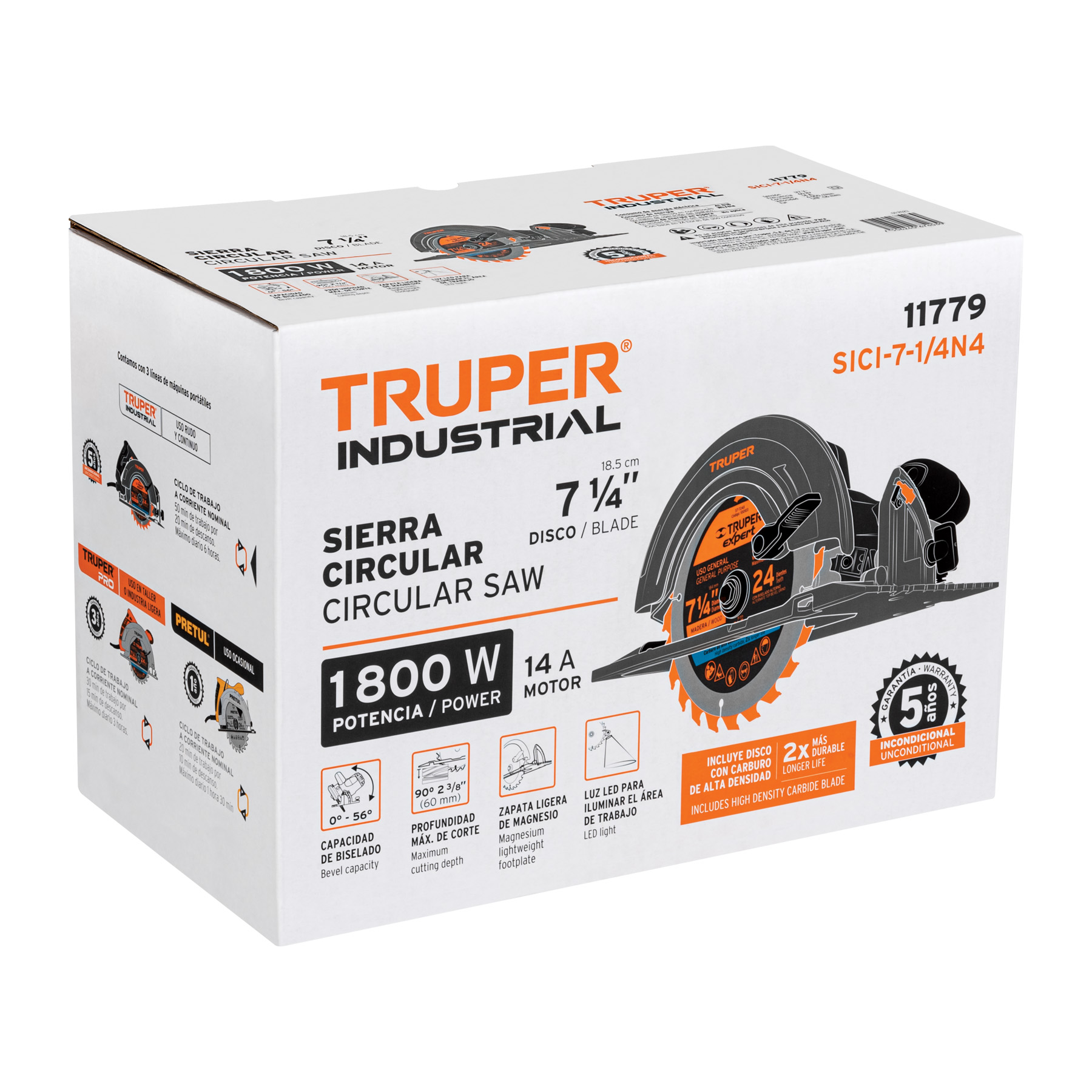 Sierra circular 7-1/4', 1800W, TRUPER INDUSTRIAL - Imagen 4