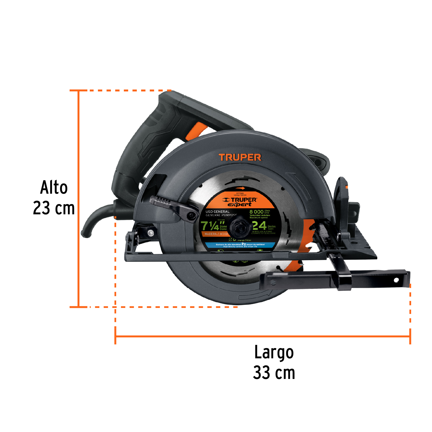 Sierra circular 7-1/4', 1800W, TRUPER INDUSTRIAL - Imagen 3