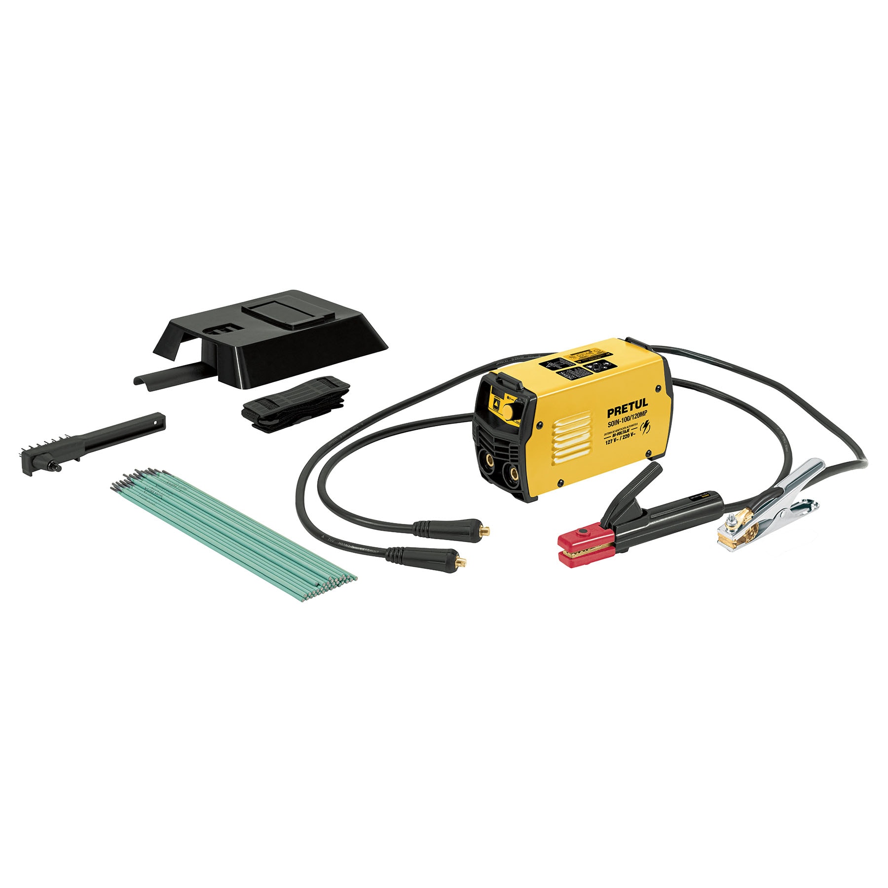 Mini soldadora inversora 130A, Bi-voltaje, 127/220V, PRETUL