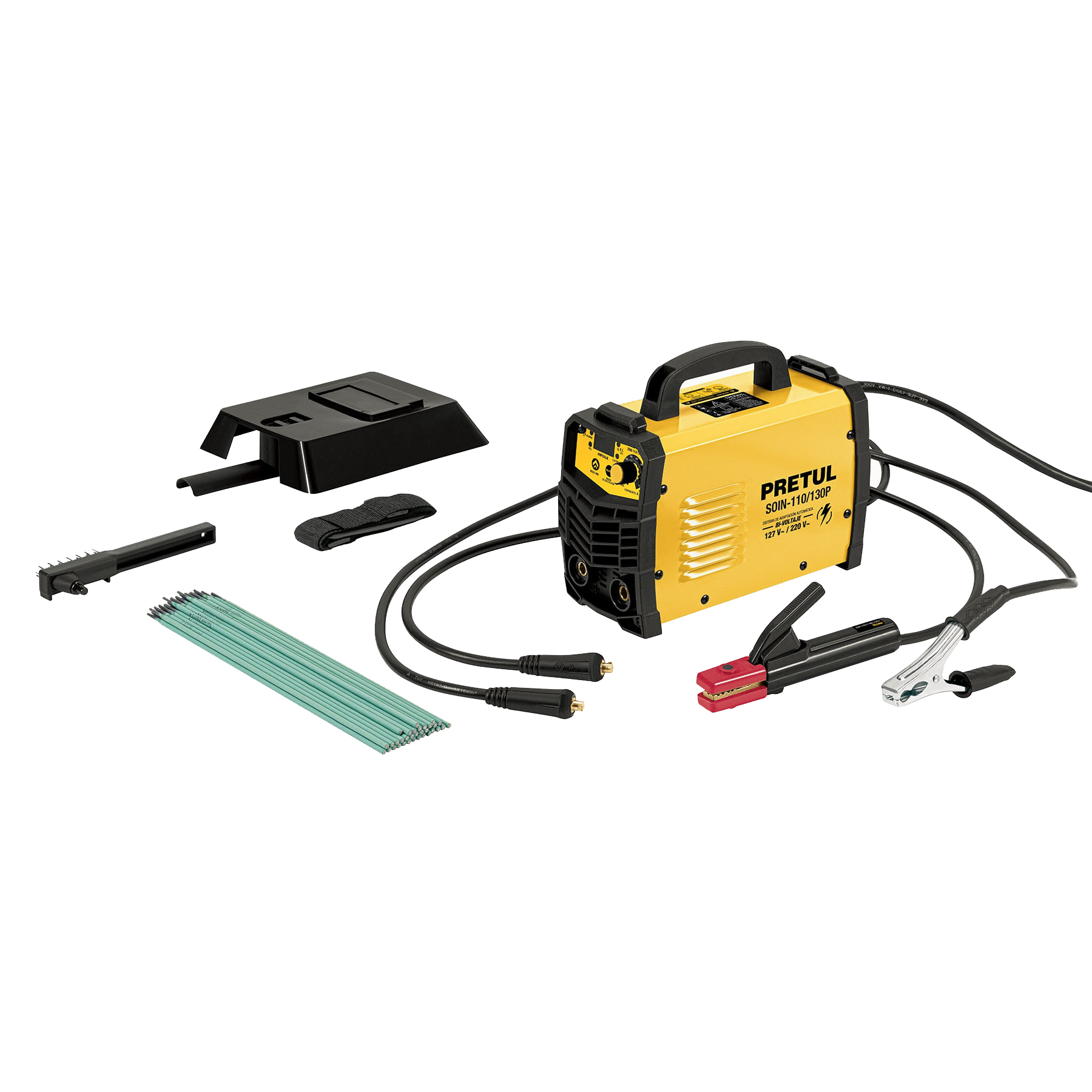 Soldadora inversora, 130A, Bi-voltaje 127/220V, PRETUL
