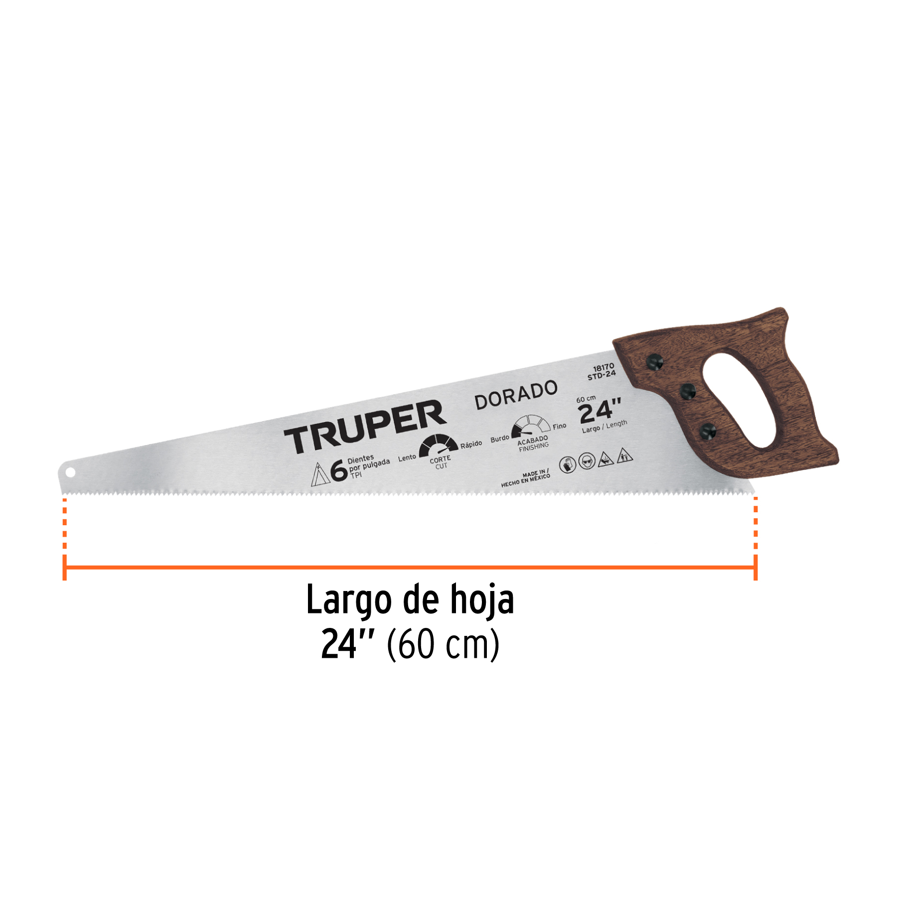 Serrucho 24' Dorado, 6 DPP, Truper - Imagen 3