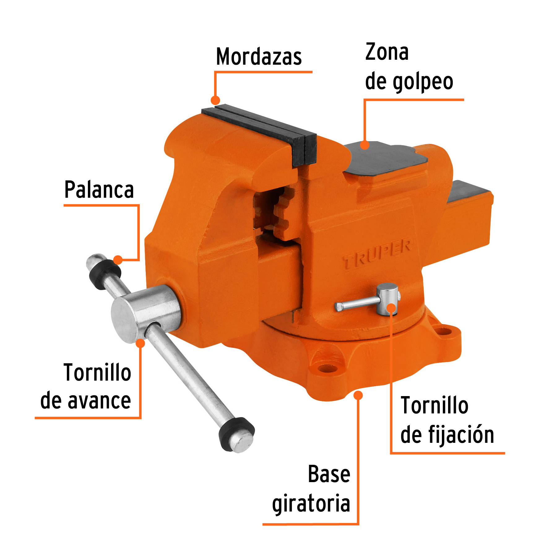Tornillo de banco 4' uso industrial de hierro nodular - Imagen 2