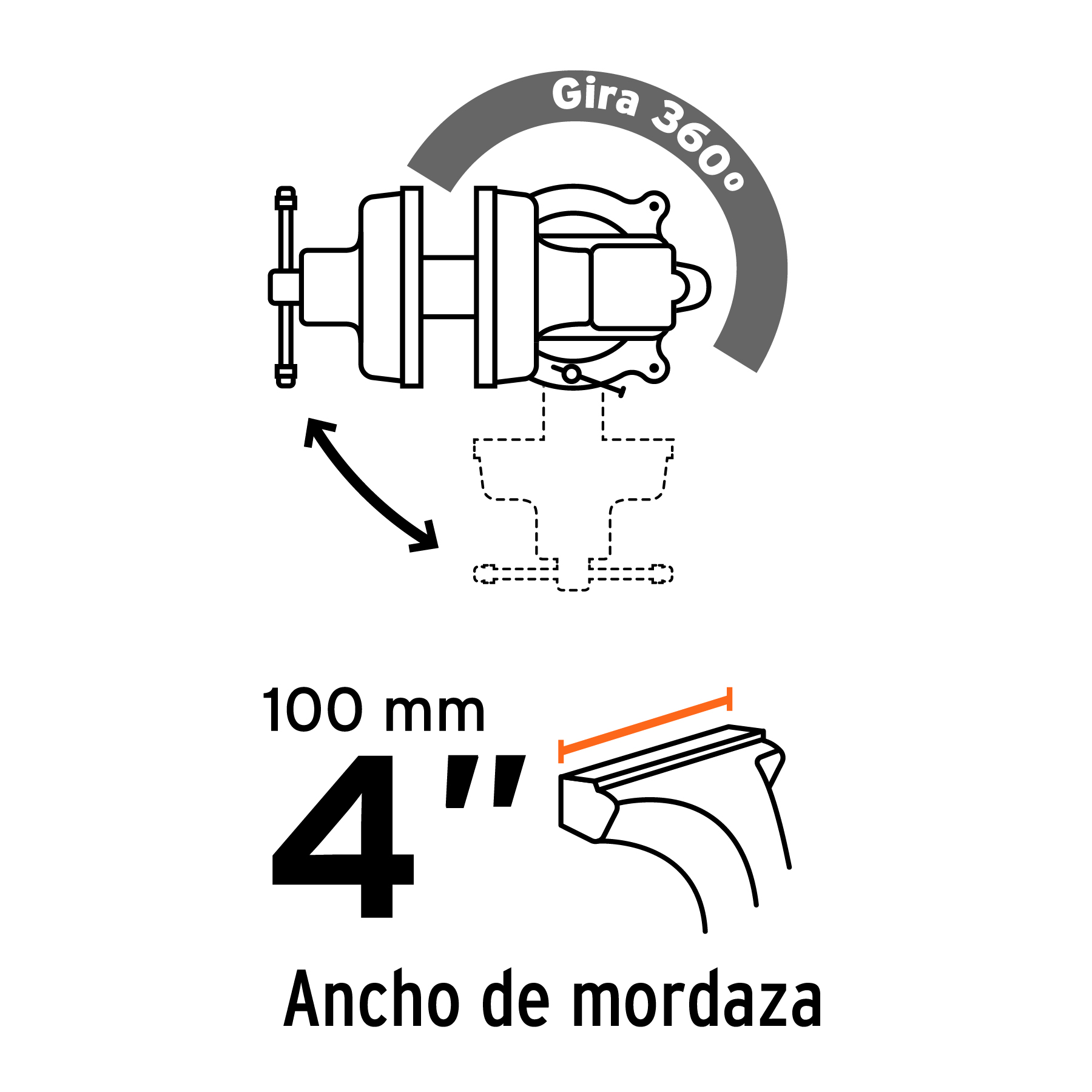 Tornillo de banco 4' uso industrial de hierro nodular - Imagen 3