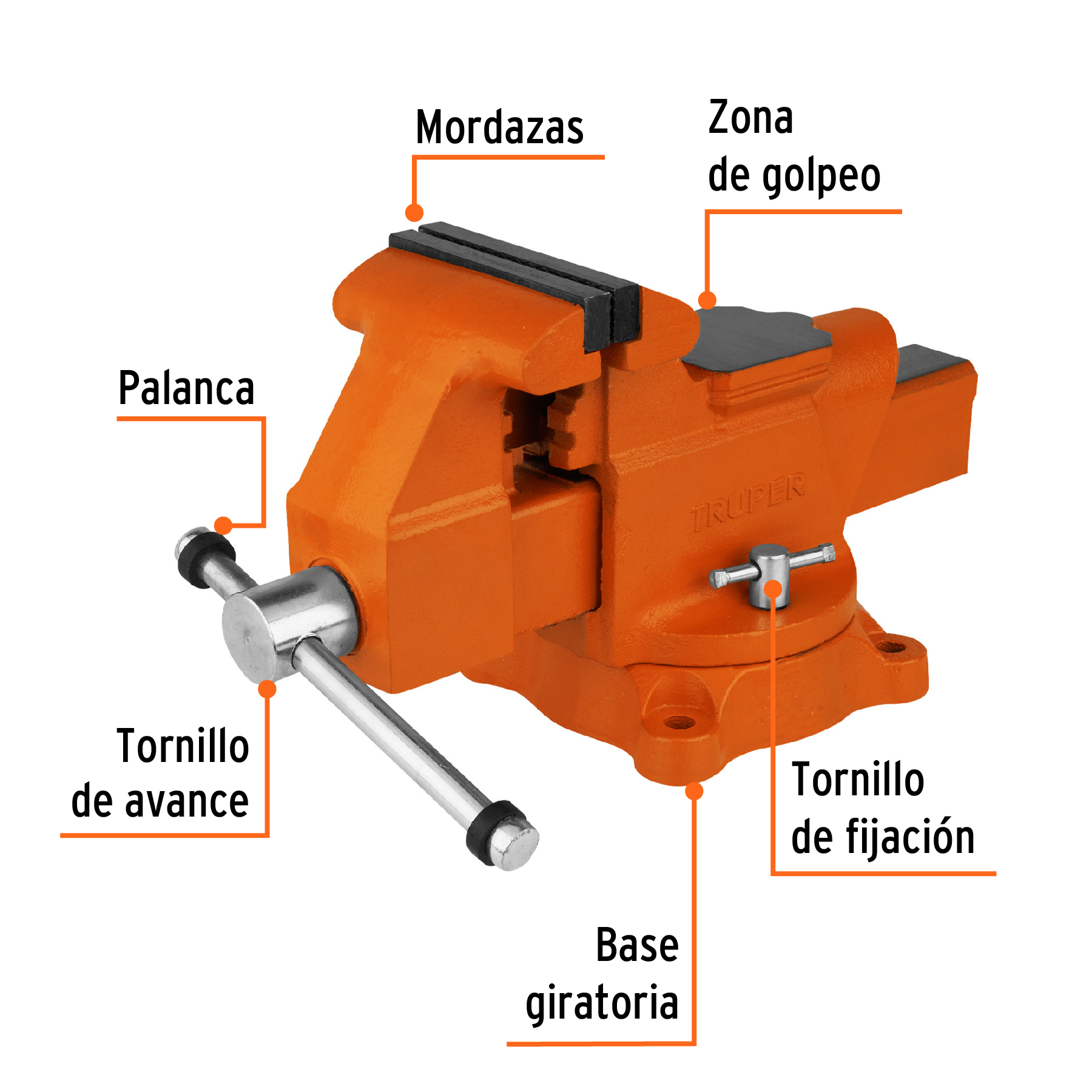 Tornillo de banco 5' uso industrial de hierro nodular - Imagen 2