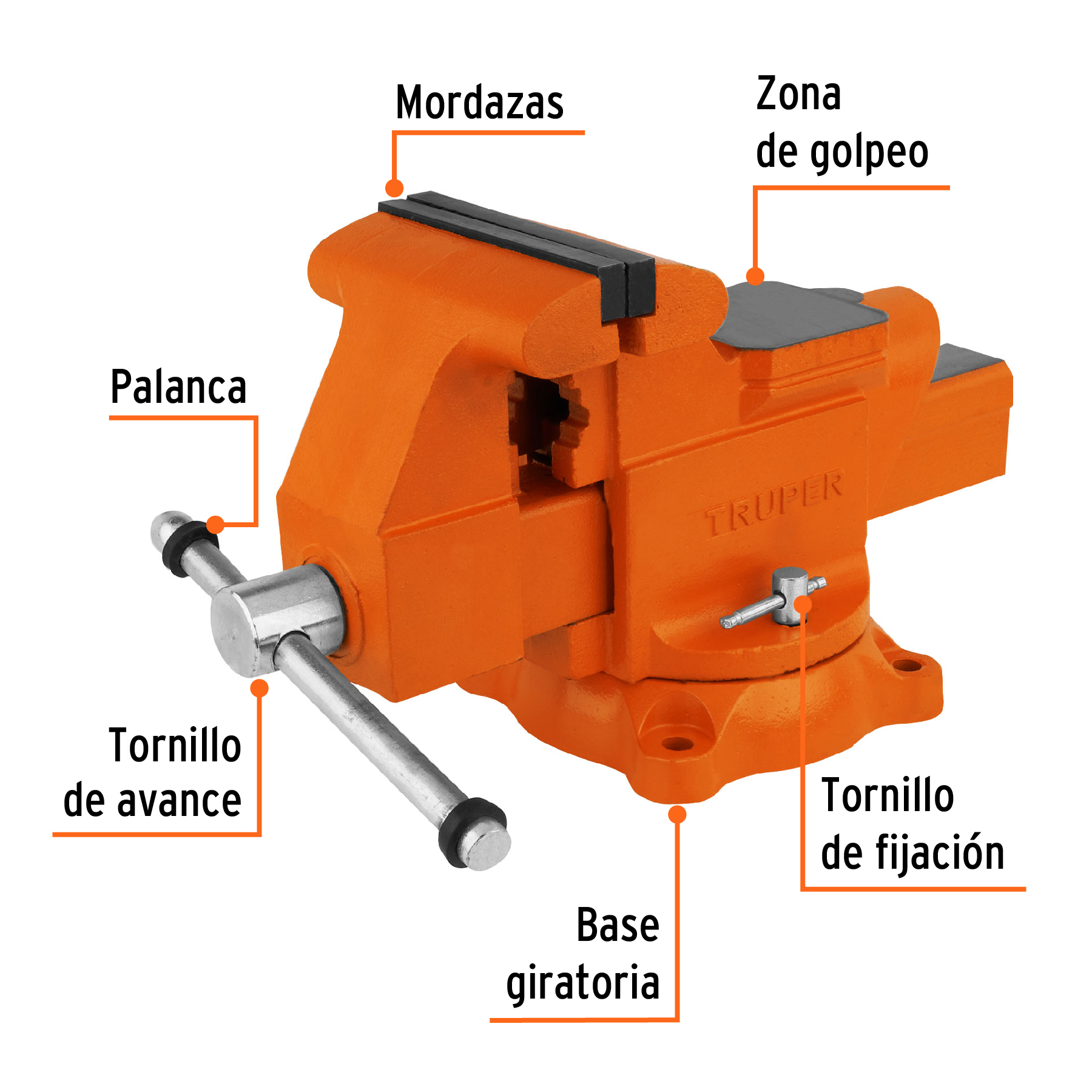 Tornillo de banco 6' uso industrial de hierro nodular - Imagen 2