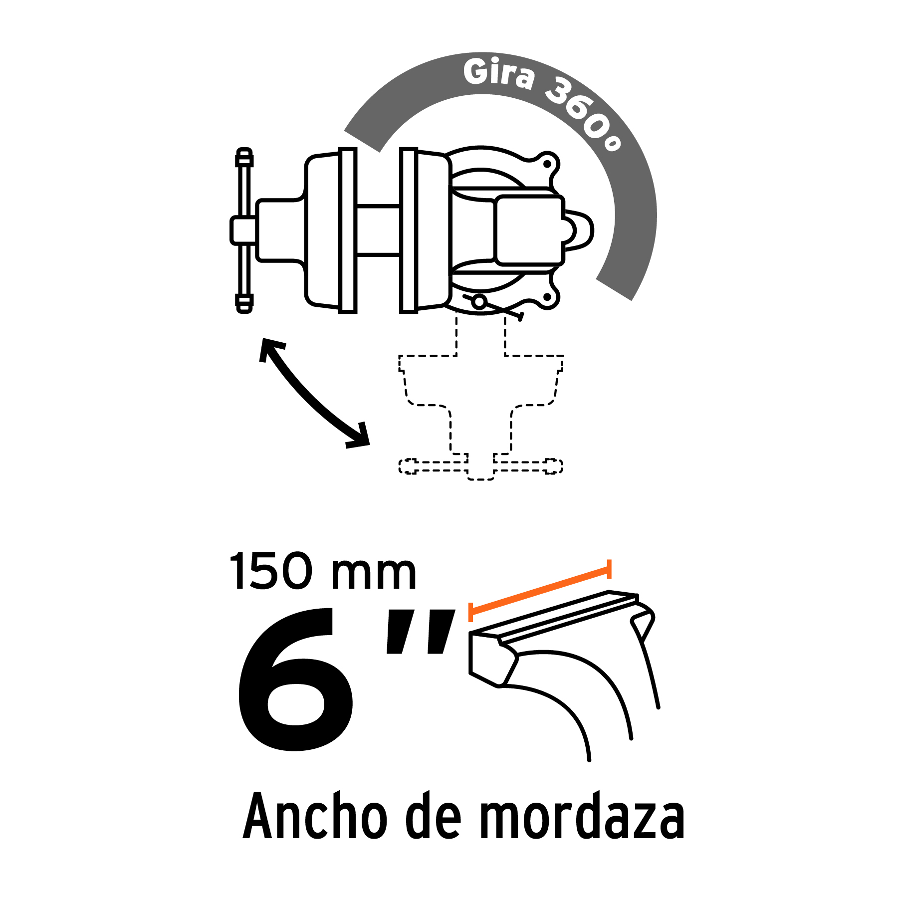 Tornillo de banco 6' uso industrial de hierro nodular - Imagen 3