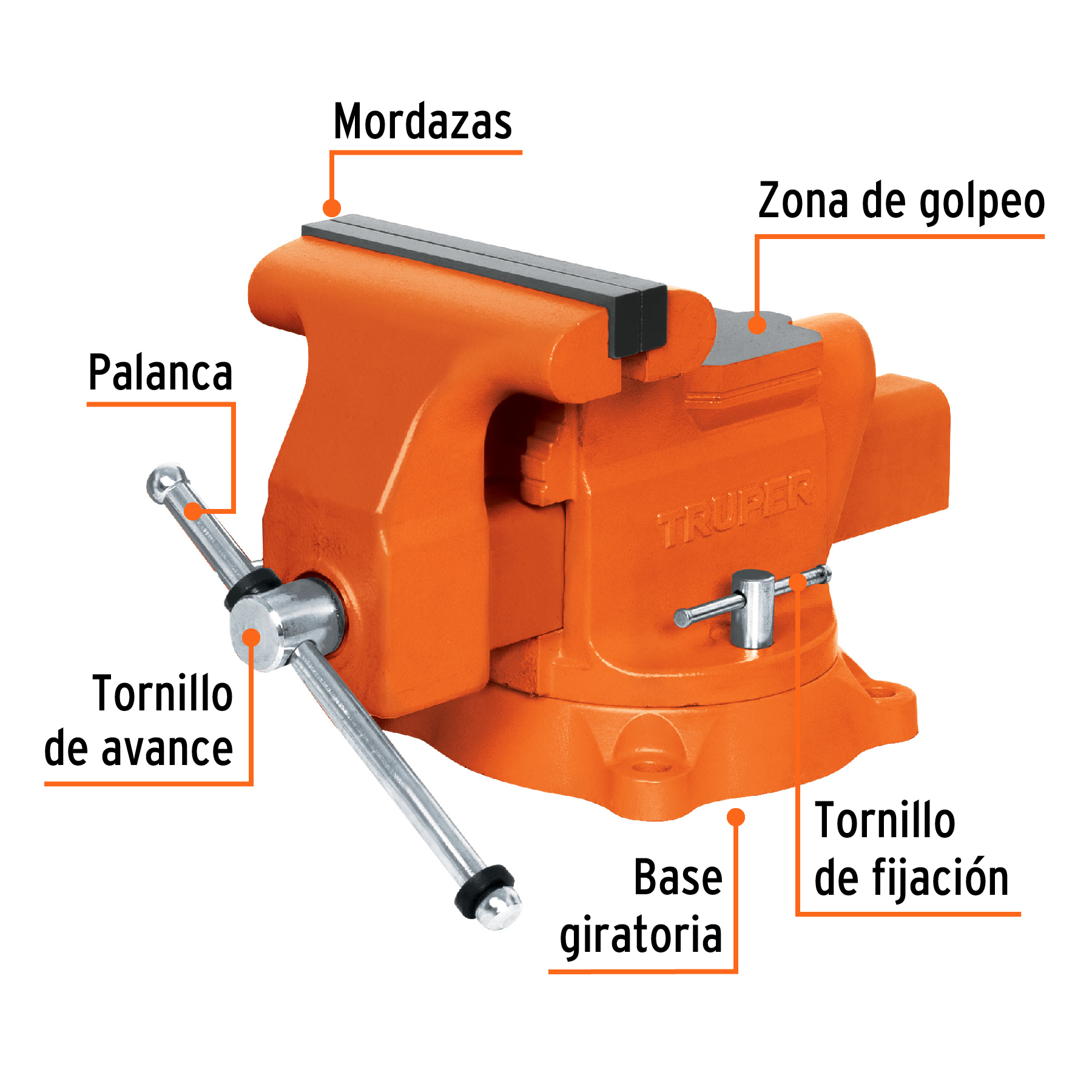 Tornillo de banco 8' uso industrial de hierro nodular - Imagen 2