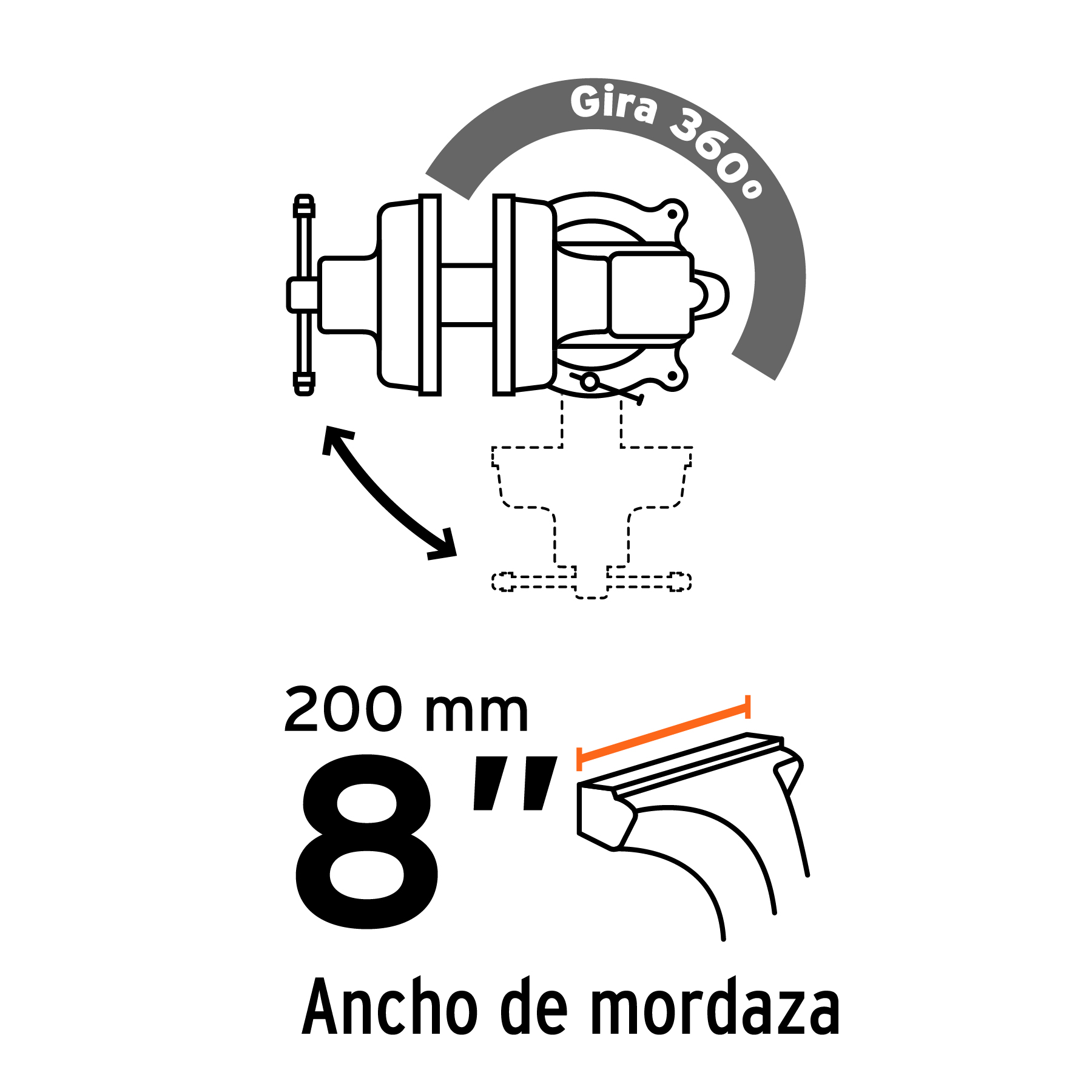 Tornillo de banco 8' uso industrial de hierro nodular - Imagen 3