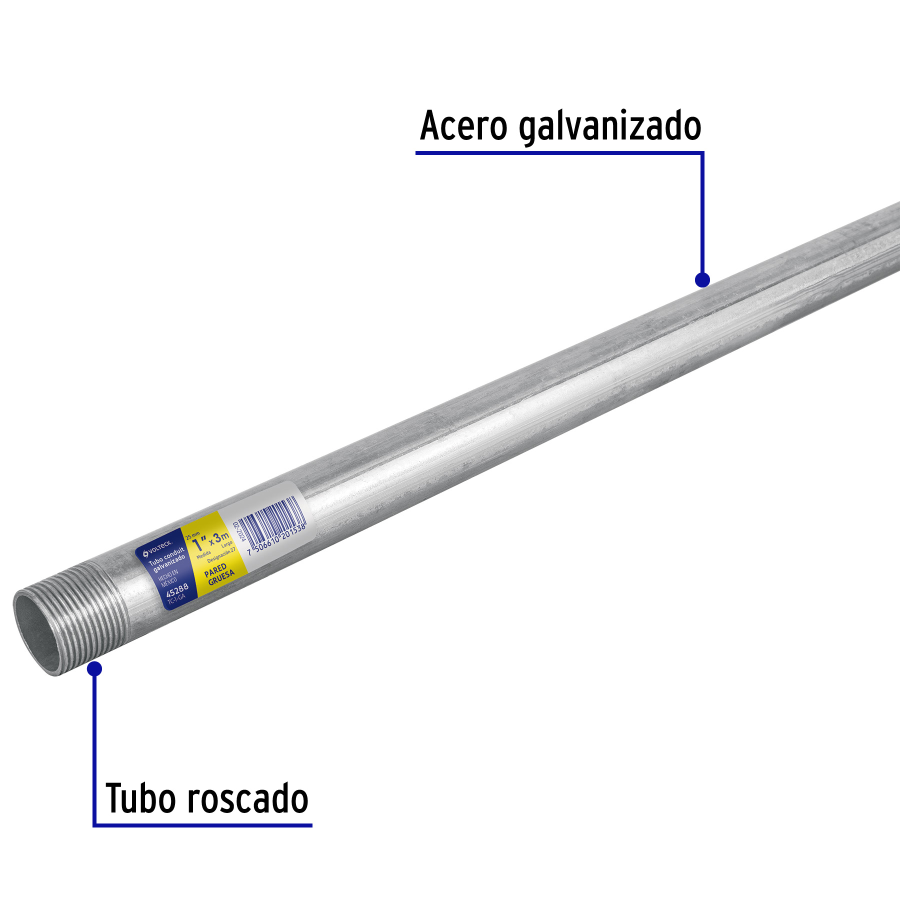 Tubo Conduit 1' pared gruesa (1.8 mm), et. amarilla, 3 m - Imagen 2