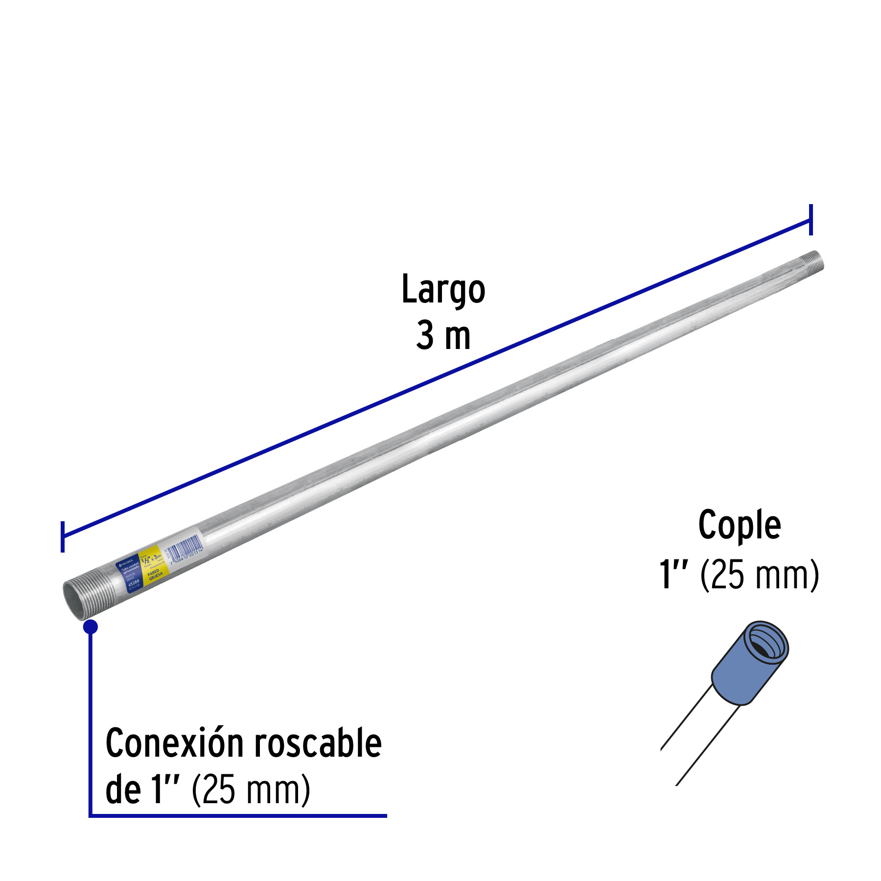 Tubo Conduit 1' pared gruesa (1.8 mm), et. amarilla, 3 m - Imagen 3