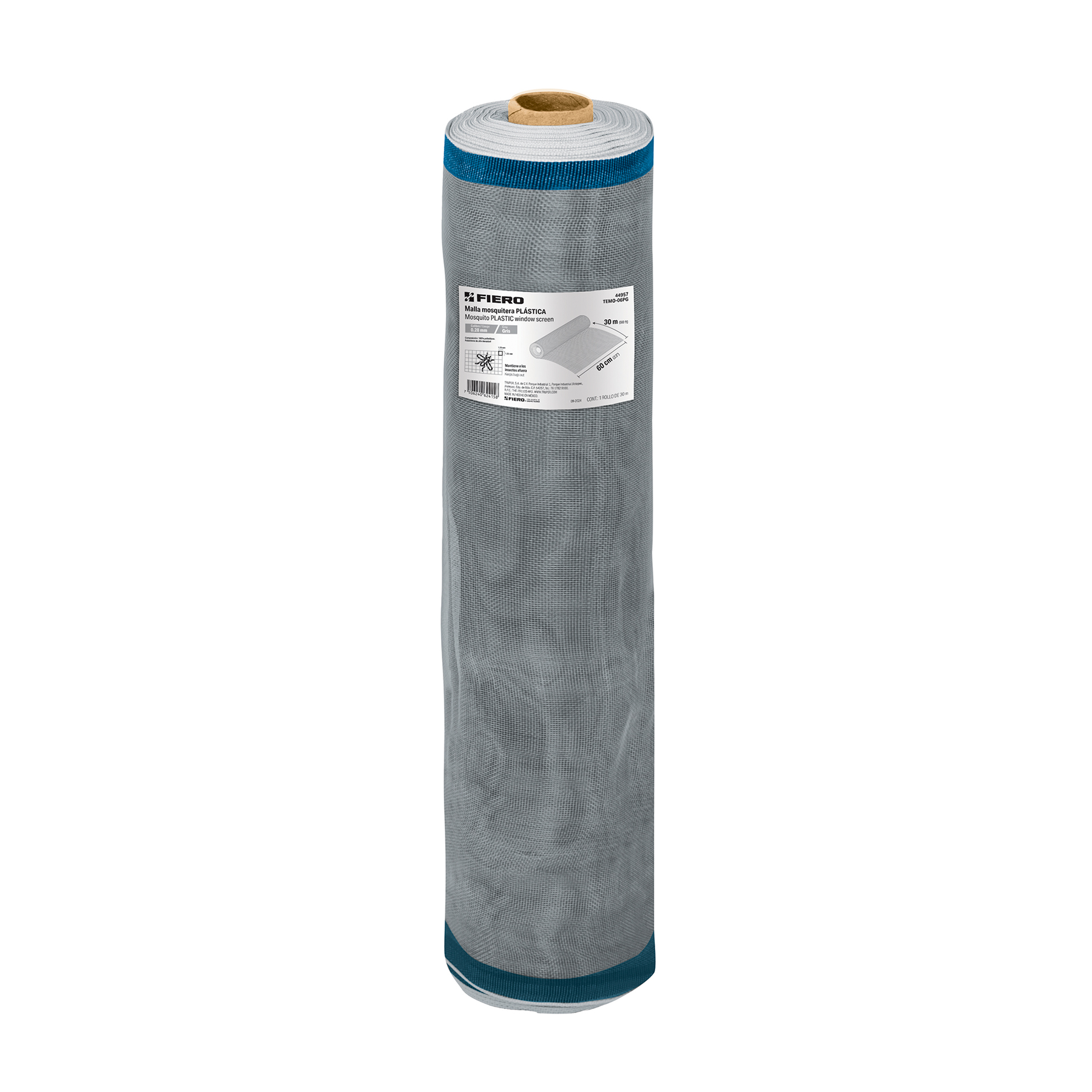 Rollo de 30 m x 0.6 m de malla mosquitera plástica gris