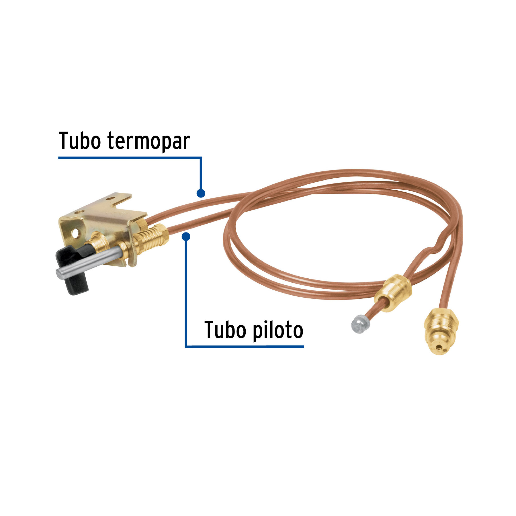 Termopar con piloto, tubo de cobre, 60 cm, Foset - Imagen 2