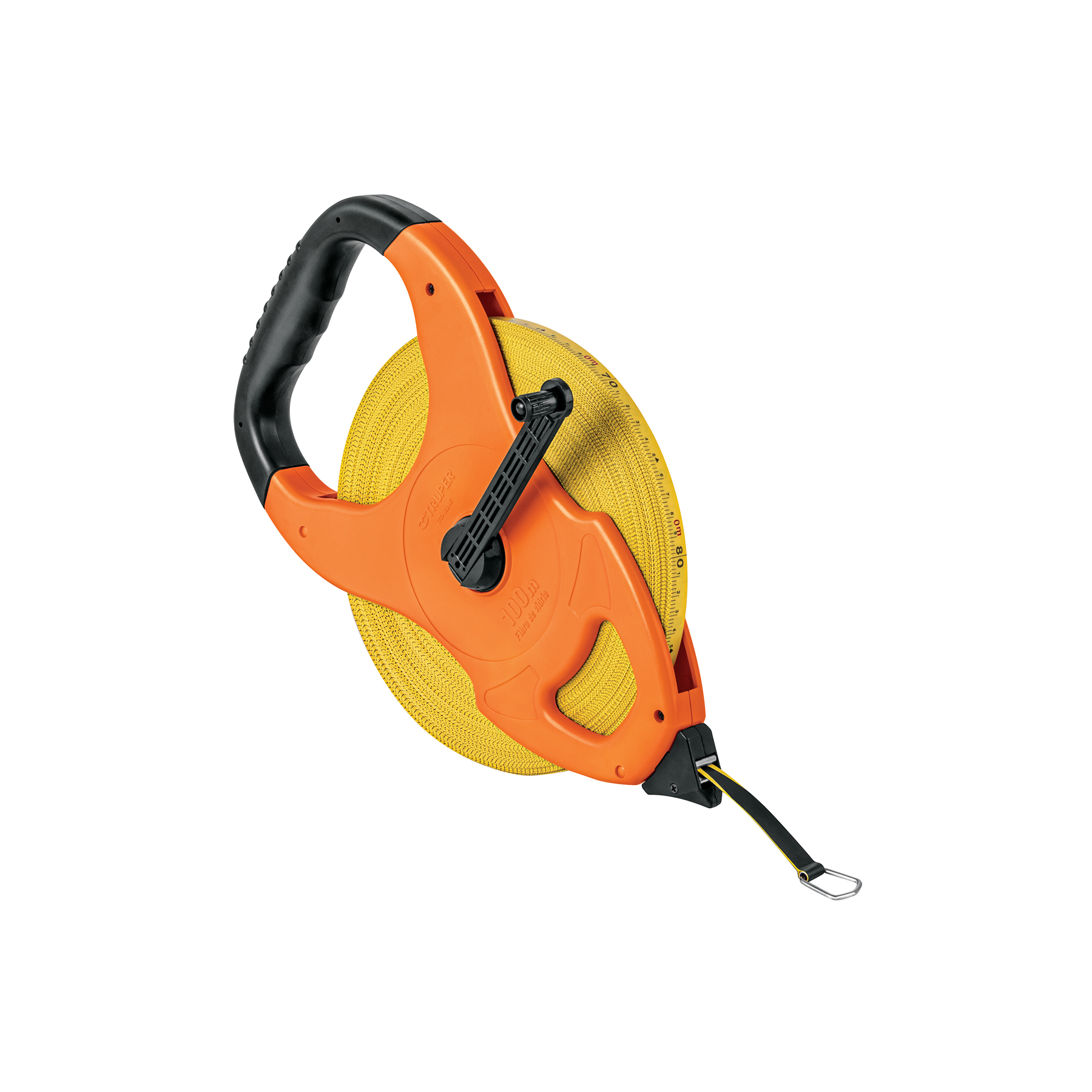 Cinta métrica larga 100m fibra de vidrio, tipo cruceta