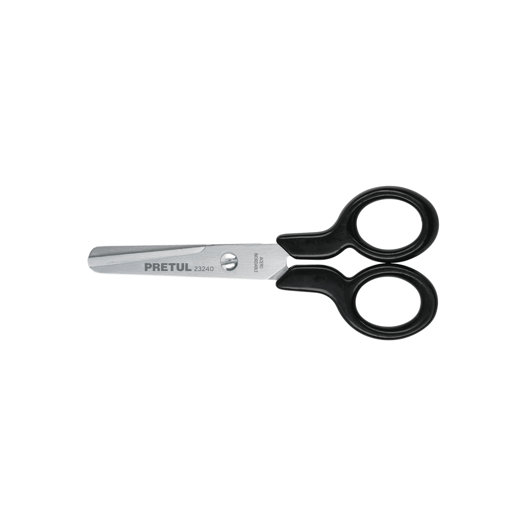 Tijera 4-1/2' de acero inoxidable punta roma escolar, PRETUL