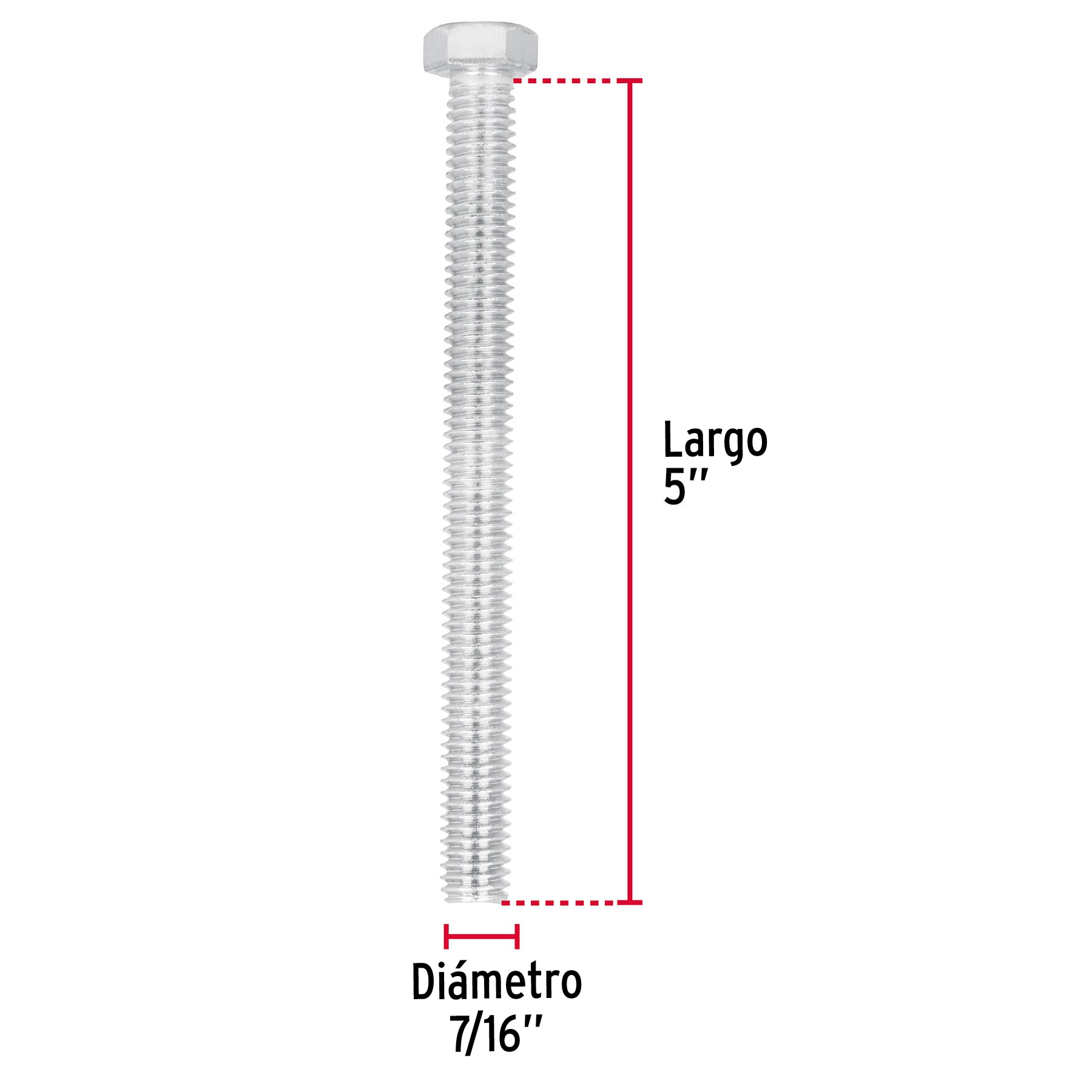 Bolsa con 10 tornillos 7/16' x 5' tipo máquina, FIERO - Imagen 3