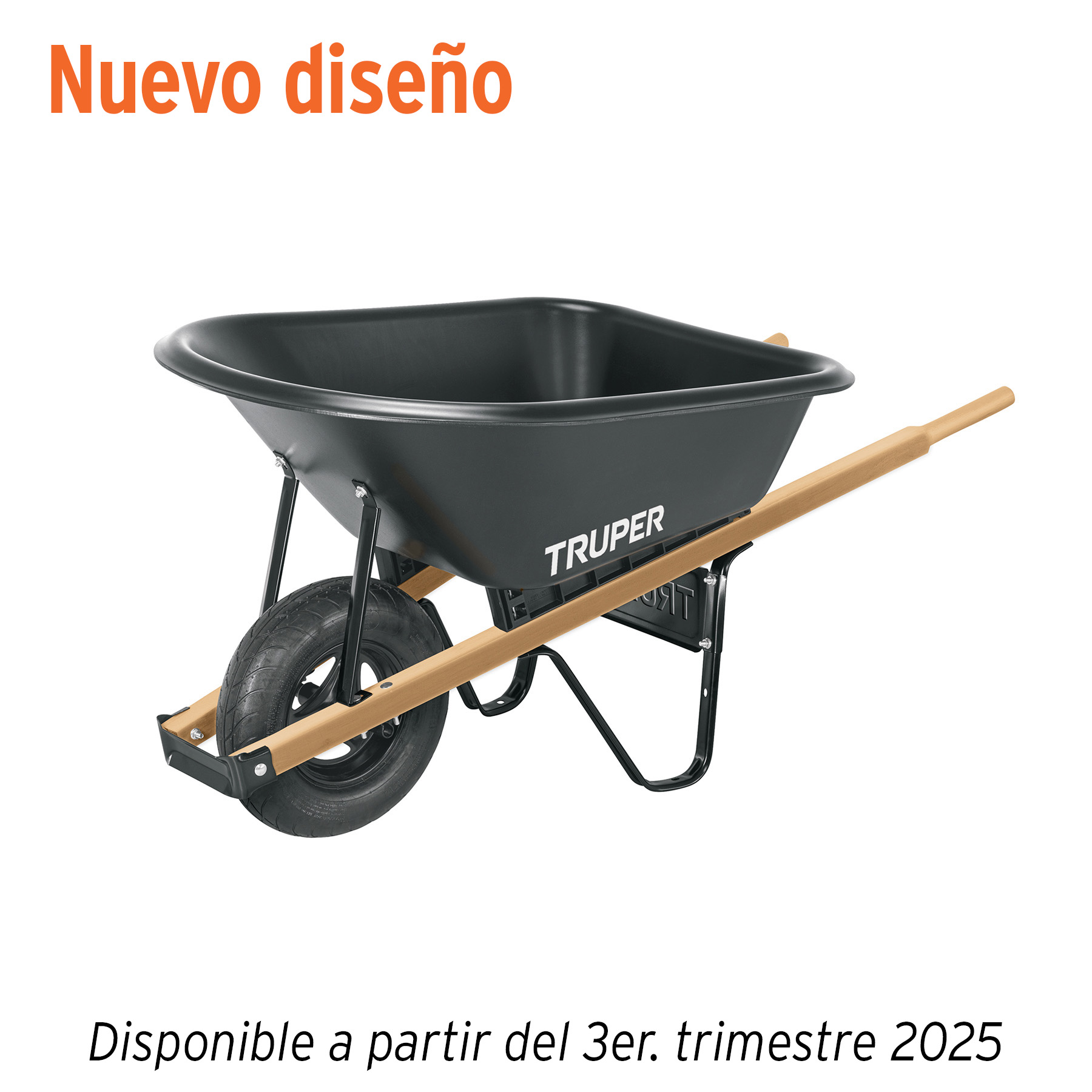 Carretilla concha plástica 6 ft3 Neumática b/madera, Truper