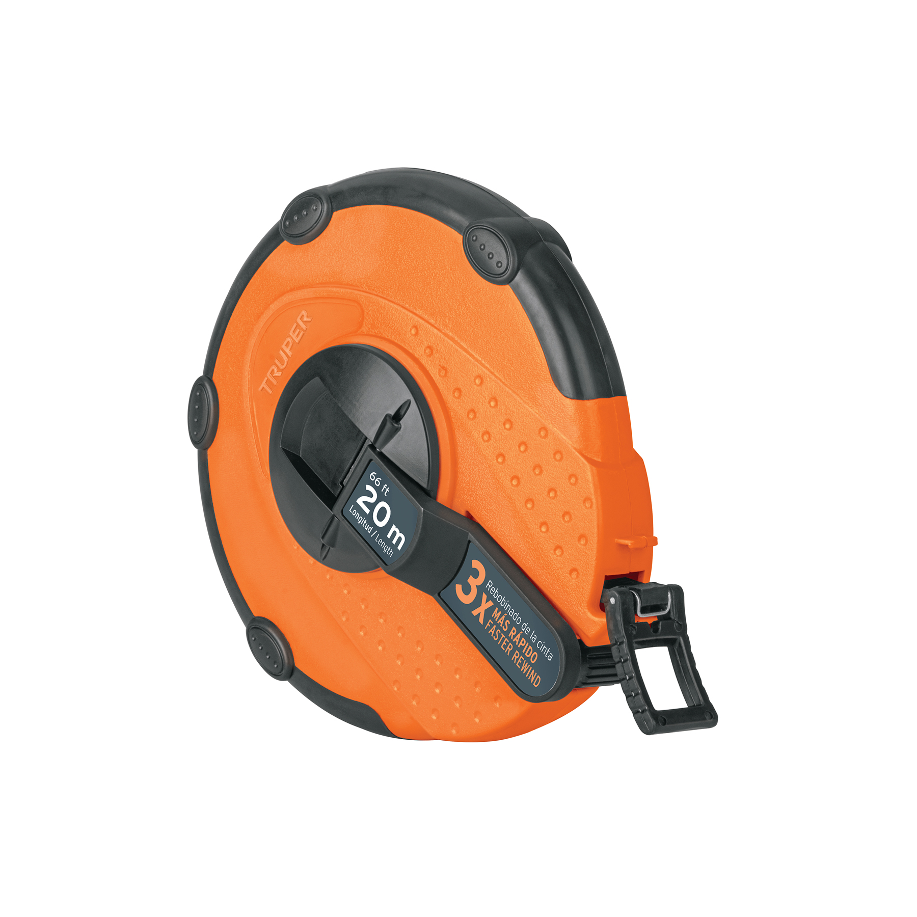 Cinta métrica larga 20m fibra de vidrio, carcasa plástica