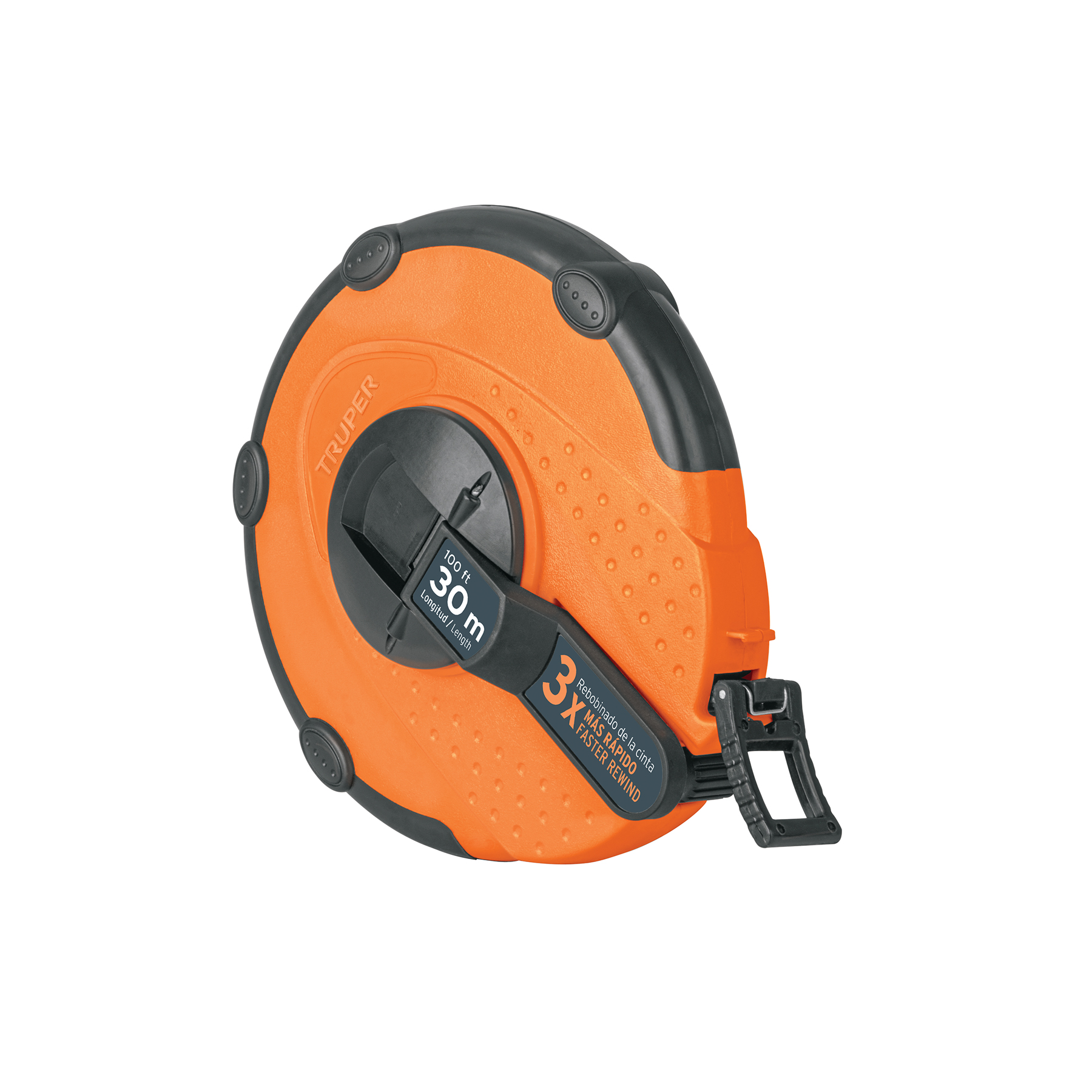 Cinta métrica larga 30m fibra de vidrio, carcasa plástica