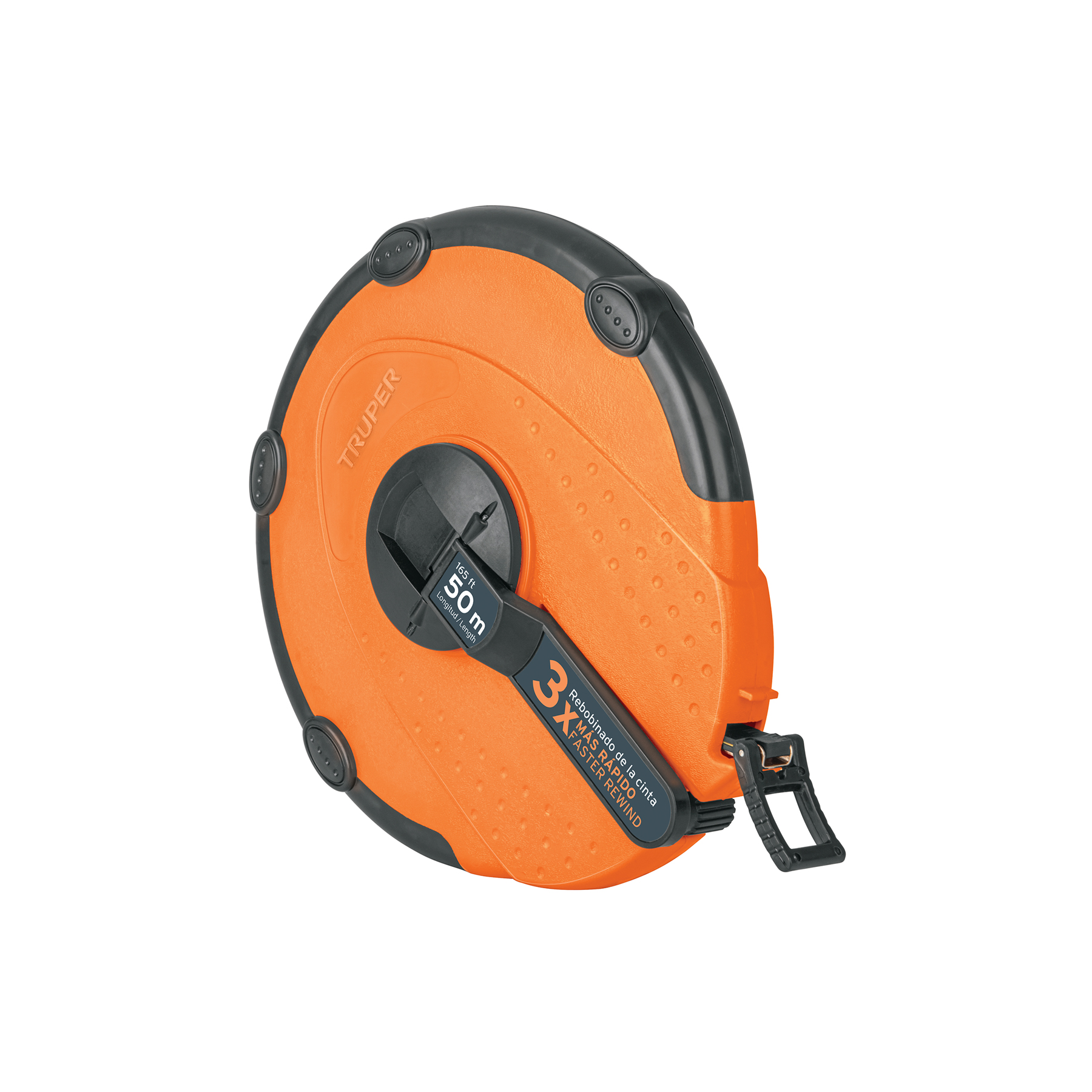 Cinta métrica larga 50m fibra de vidrio, carcasa plástica