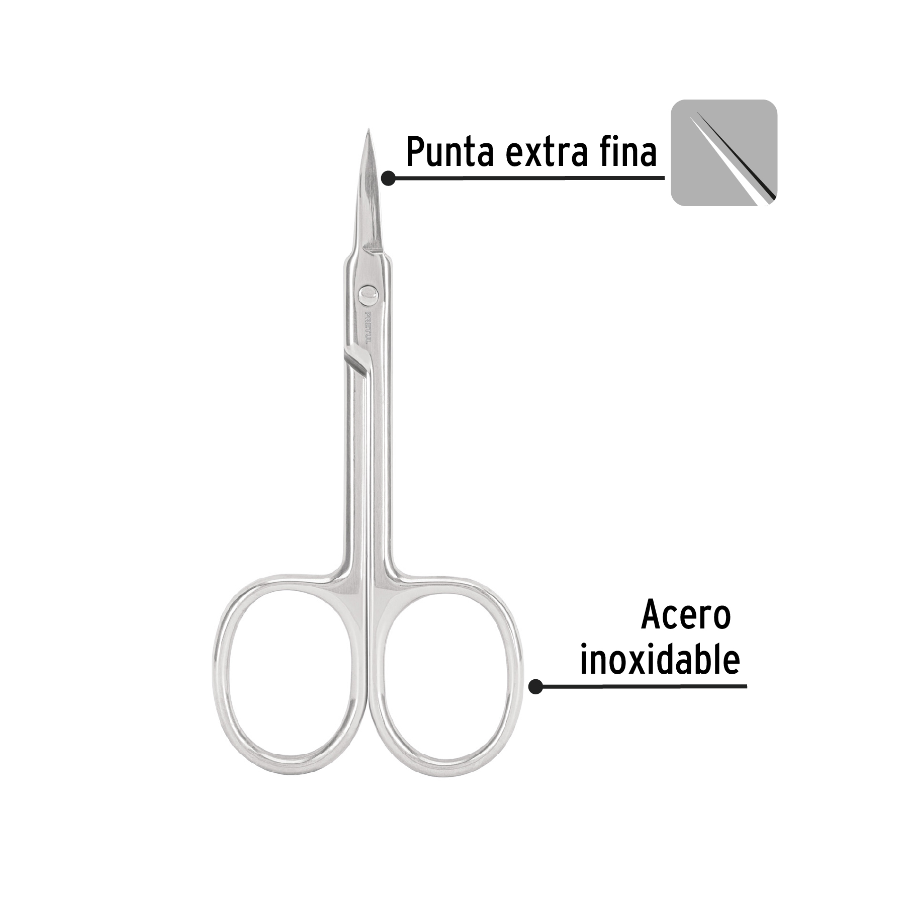 Tijera para manicure 3-1/2', punta extrafina, PRETUL - Imagen 2