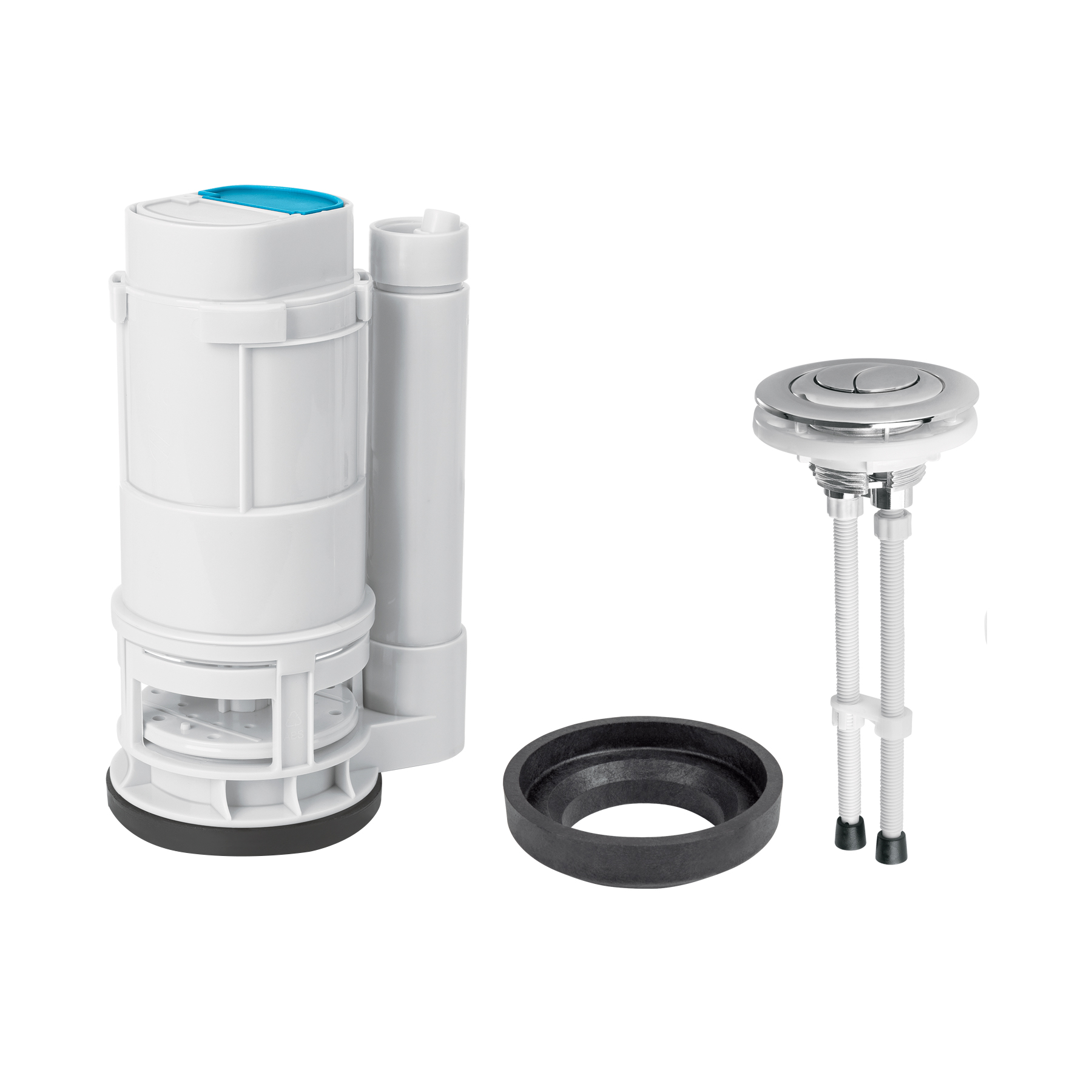 Válvula de descarga dual p/WC de 2 pcs, 2' c/empaque y botón